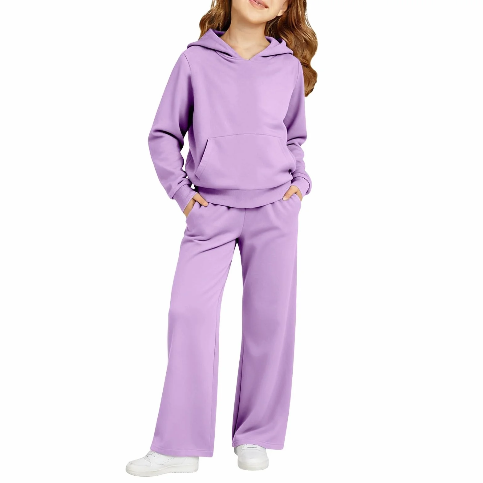 Ensemble de survêtement 2 pièces pour filles et garçons - Sweat à capuche à manches longues - Jambes larges