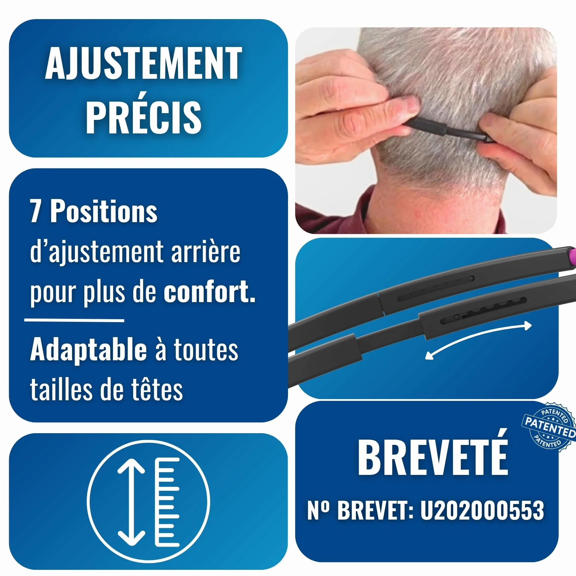 INDESMED Lunettes de lecture magnétiques réglables anti lumière bleue légères cordon interchangeable