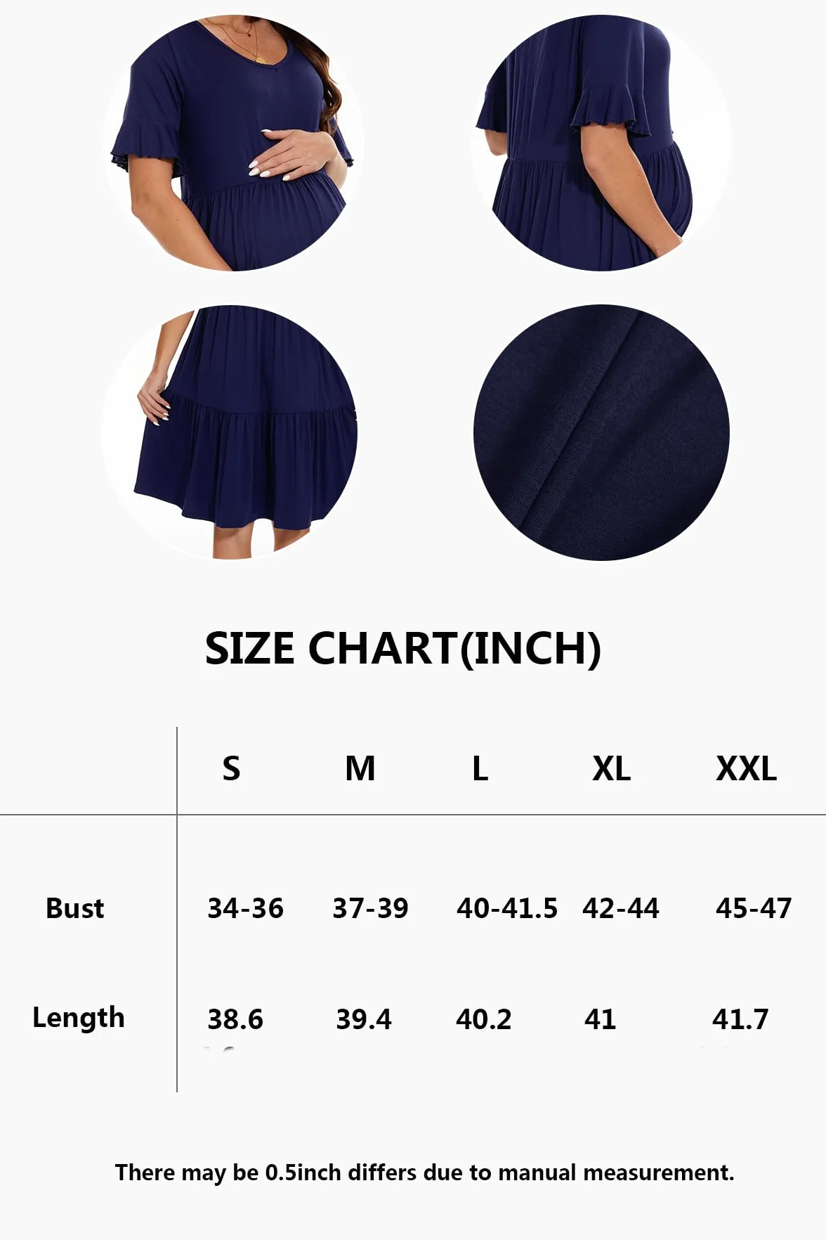 Robe de Maternité Manches Courtes Femme Grossesse