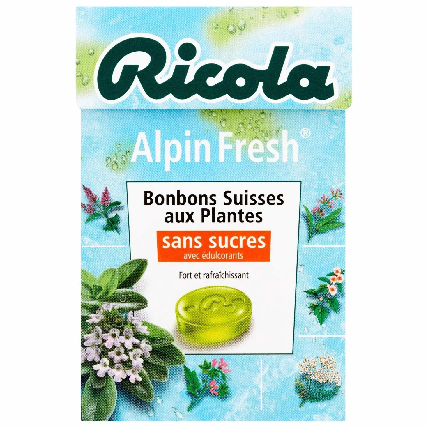 Ricola Bonbons aux Plantes Suisses Parfum Alpin Fresh Sans Sucres Lot 20 boîtes 50g