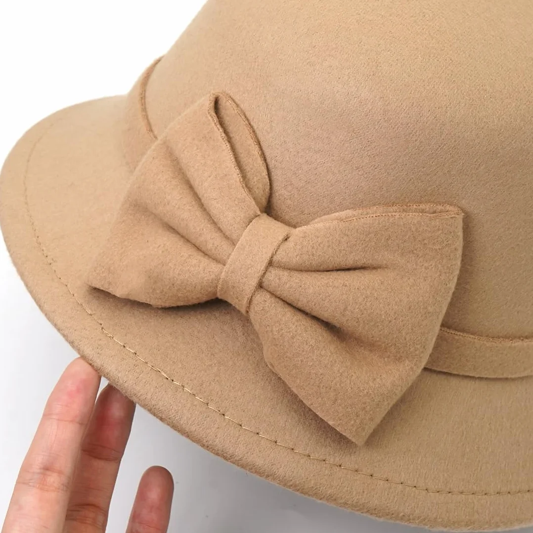 Chapeau cloche en feutre vintage Fedora pour femme