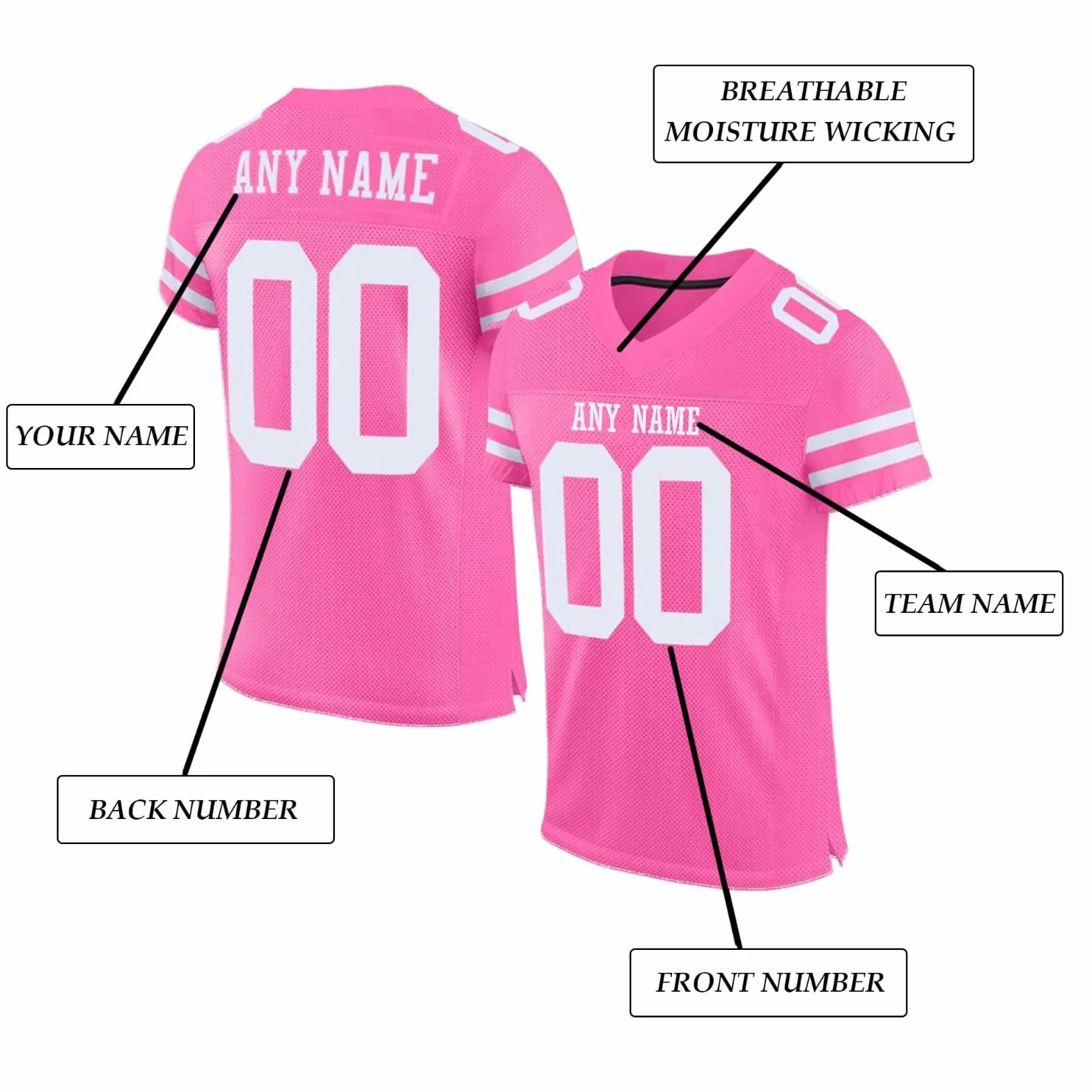 Maillot Football Americain Personnalisable avec Nom et Numéro pour Adulte Enfant Homme Femme Oversize