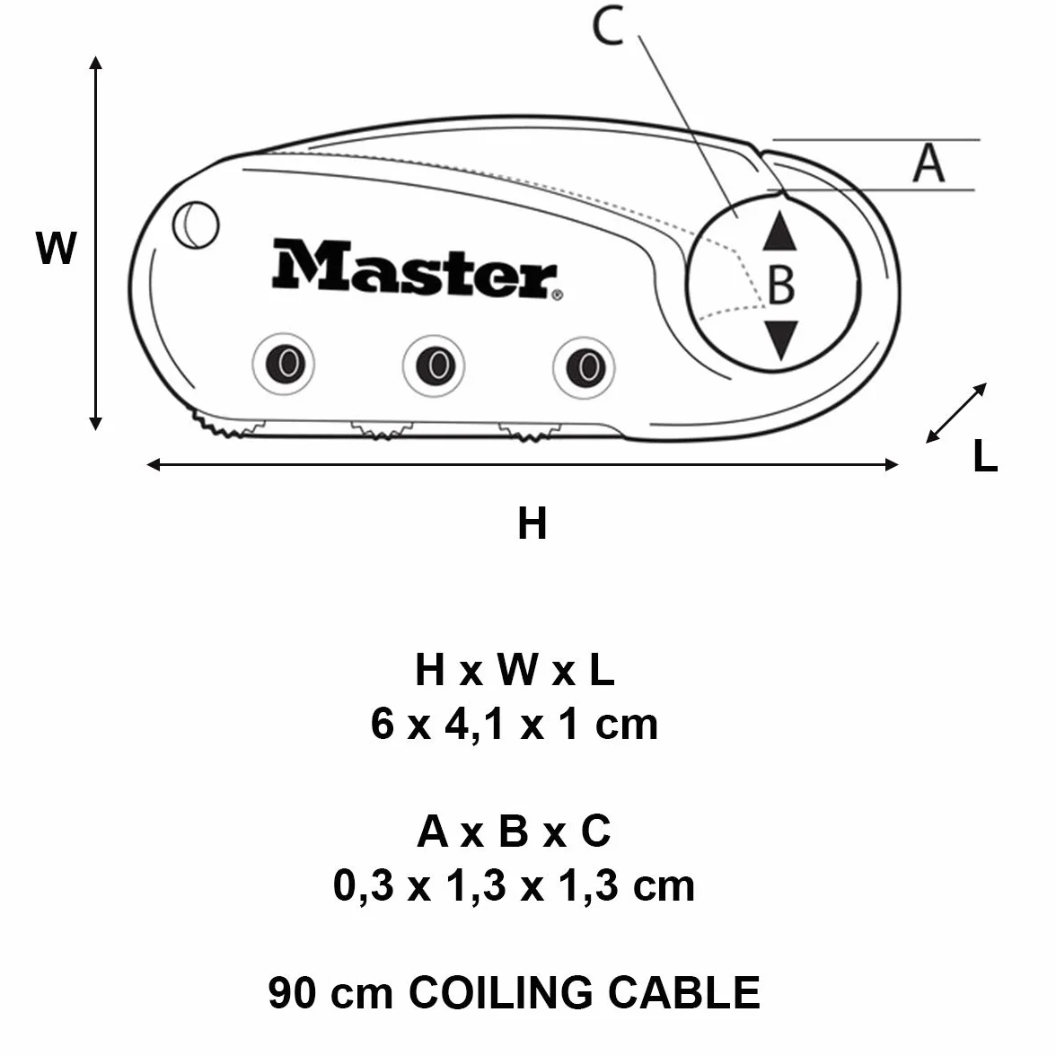 Master Lock Cadenas antivol Mousqueton Noir 60 mm