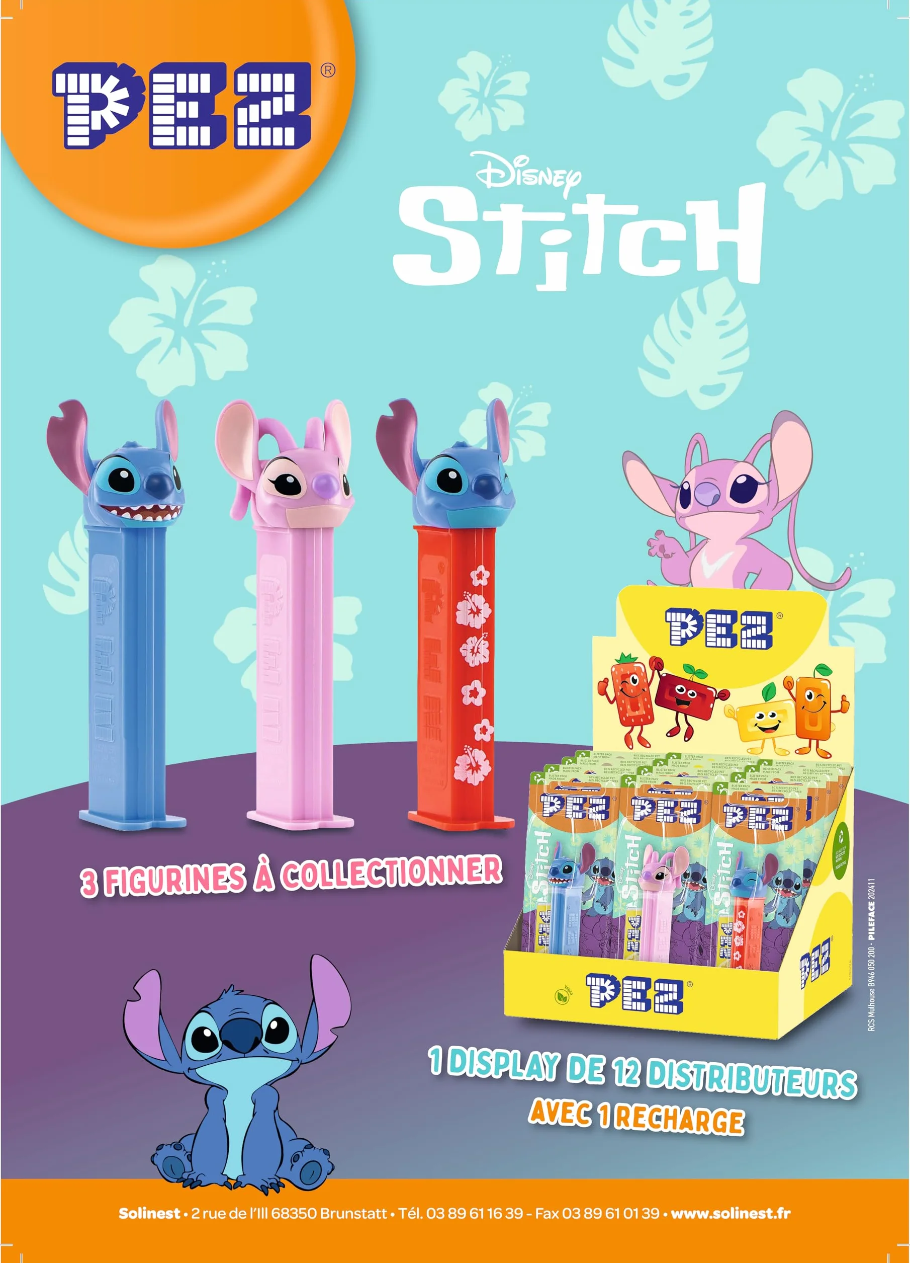 PEZ Boîte Présentoir Stitch 12 Blisters Distributeur Recharge Bonbons