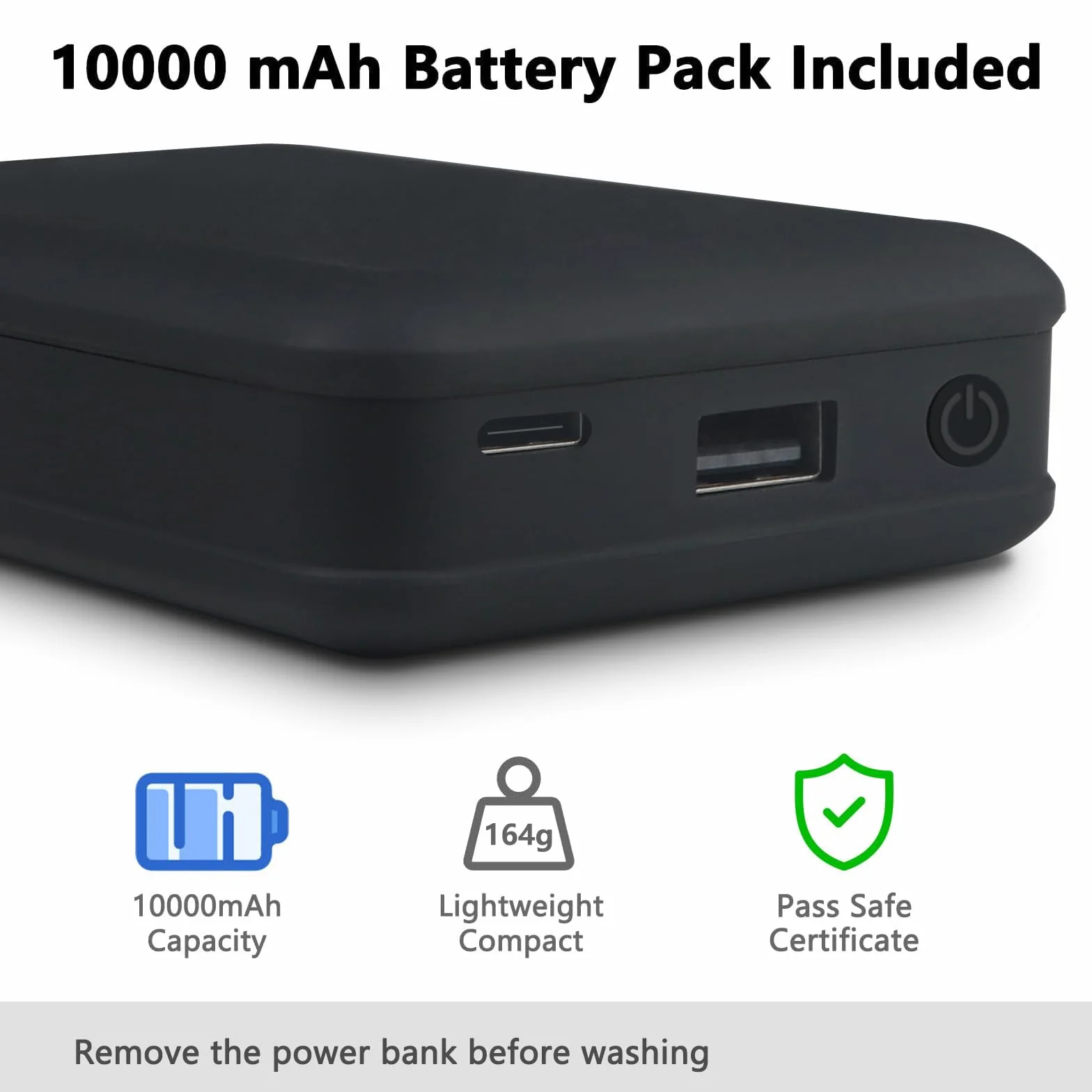 Veste Chauffante Homme avec Batterie 10000mAh, 3 Niveaux de Température, Gilet Chauffant Électrique