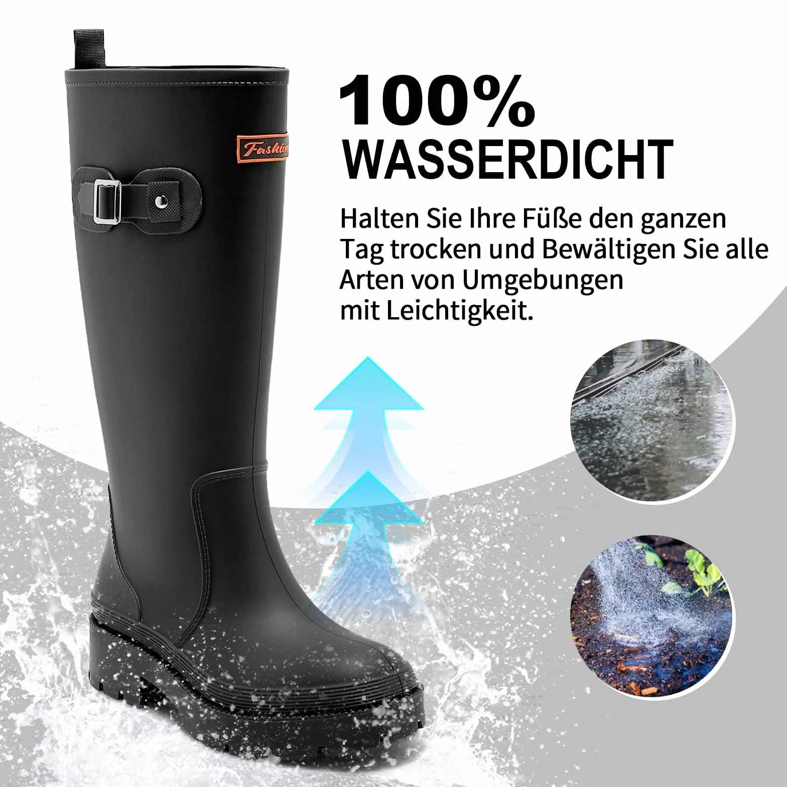 Bottes Impermeable Pluie Femme Caoutchouc Jardin Chaussures Exterieur
