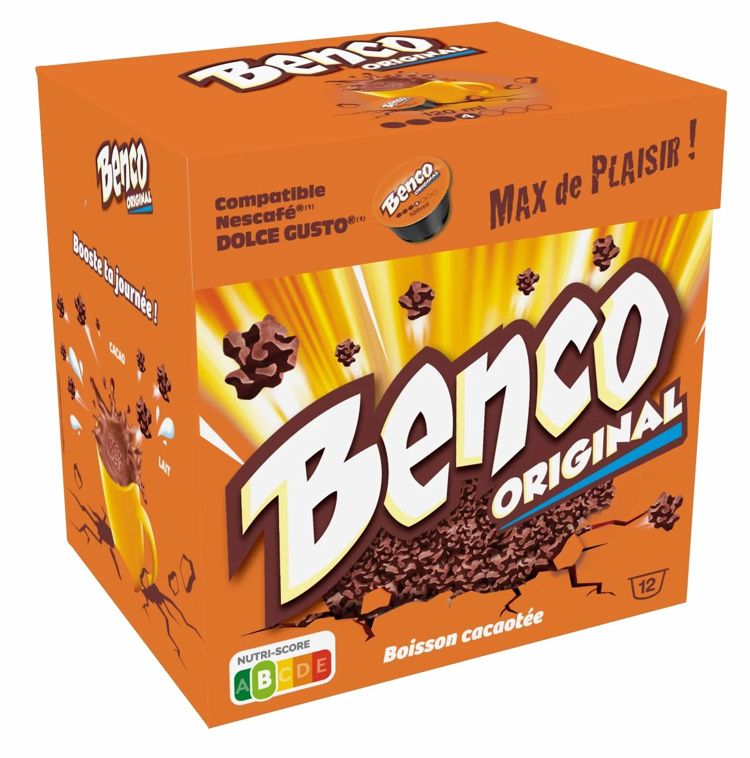 BENCo Original Capsules Chocolatées Compatibles – Boisson Cacaotée Gourmande et Crémeuse – Goût Authentique du Chocolat Benco – 12 Capsules - Lot de 2