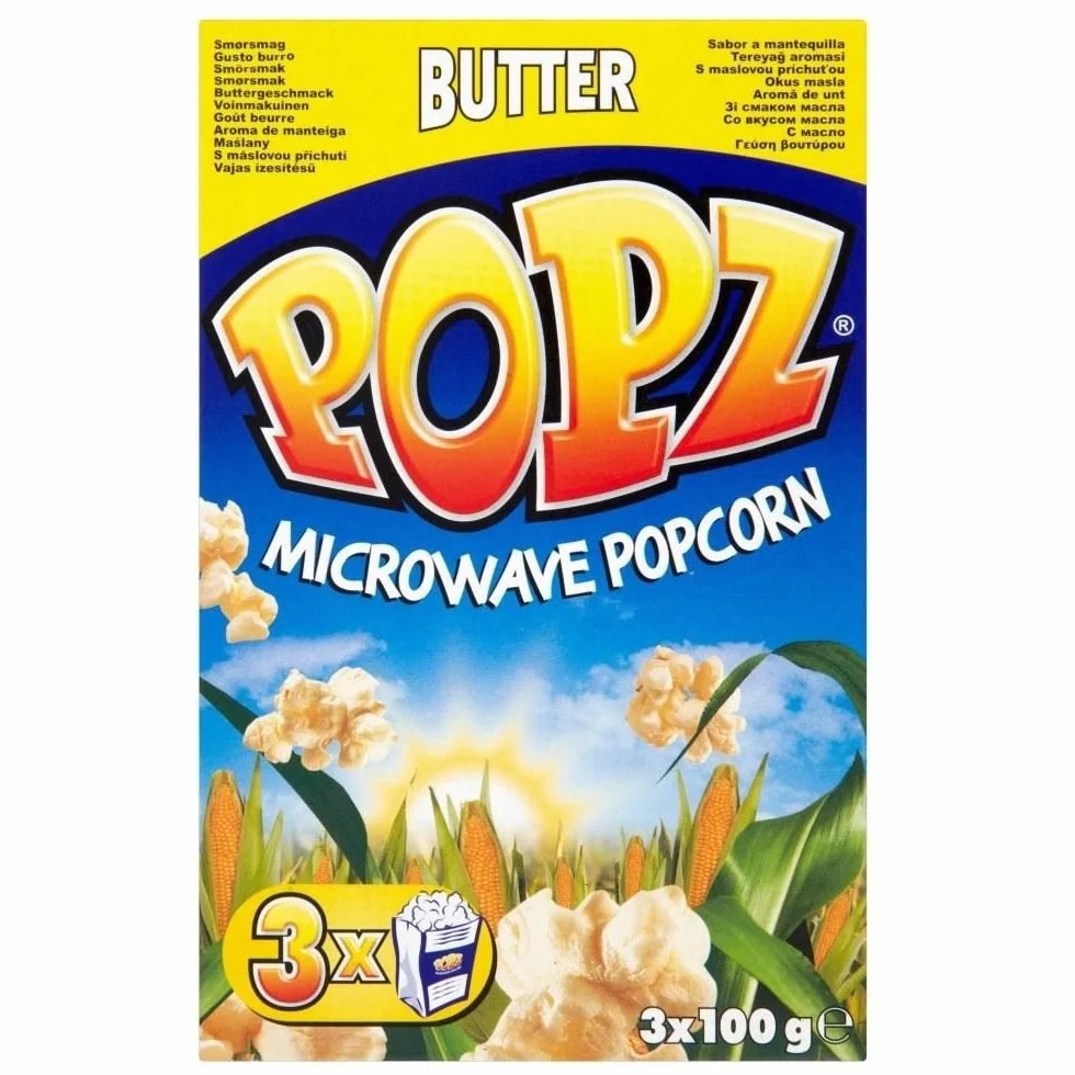 Popz Microwave Butter Popcorn 3 x 100g