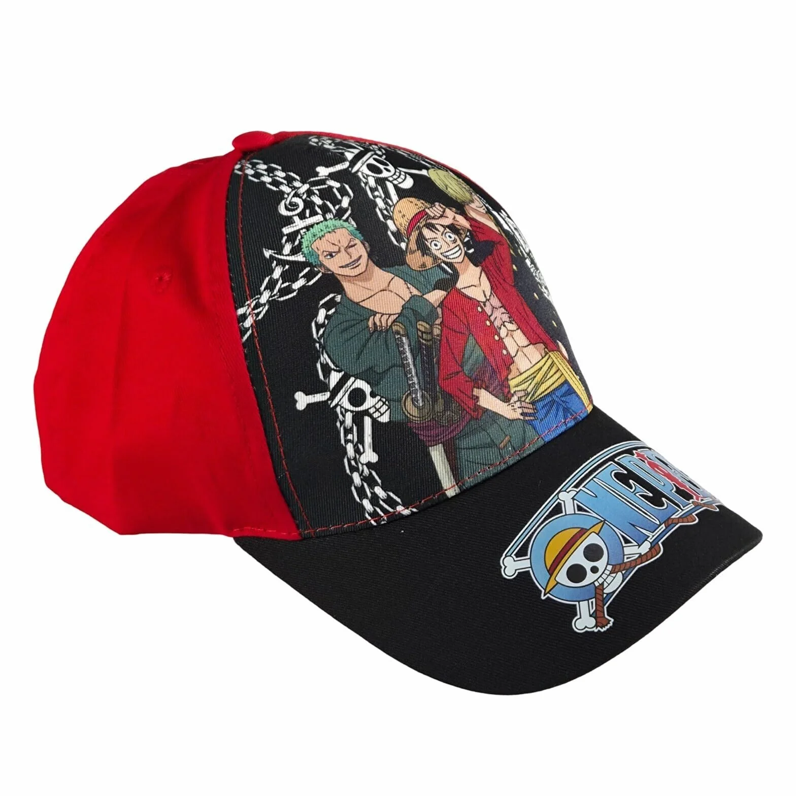 One Piece Casquette Baseball Enfant Ruffy Chapeau Paille Taille Réglable 54-56 cm Officiel Anime Coton Visière