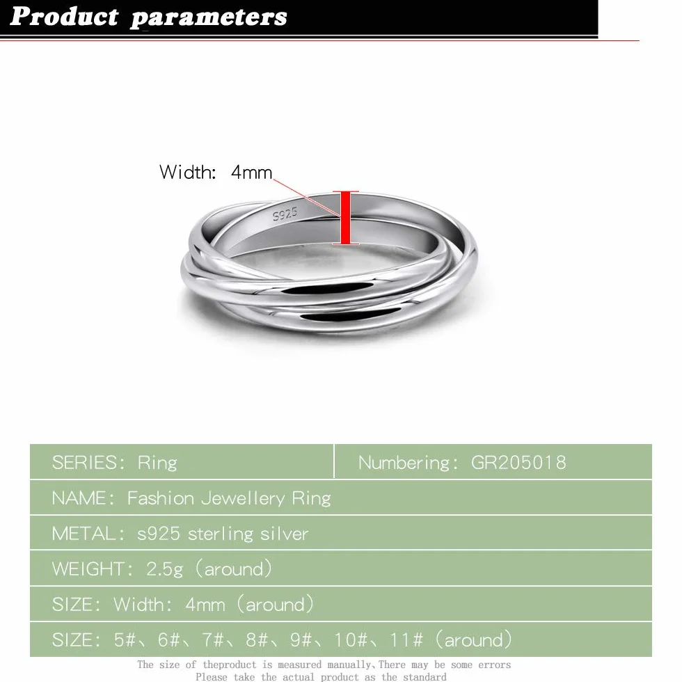Dankadi Bague Entrelacé 925 Argent 3/5/9 Pièces Largeur 4/6/9mm Taille 49-70mm Anneau Multiple Lot