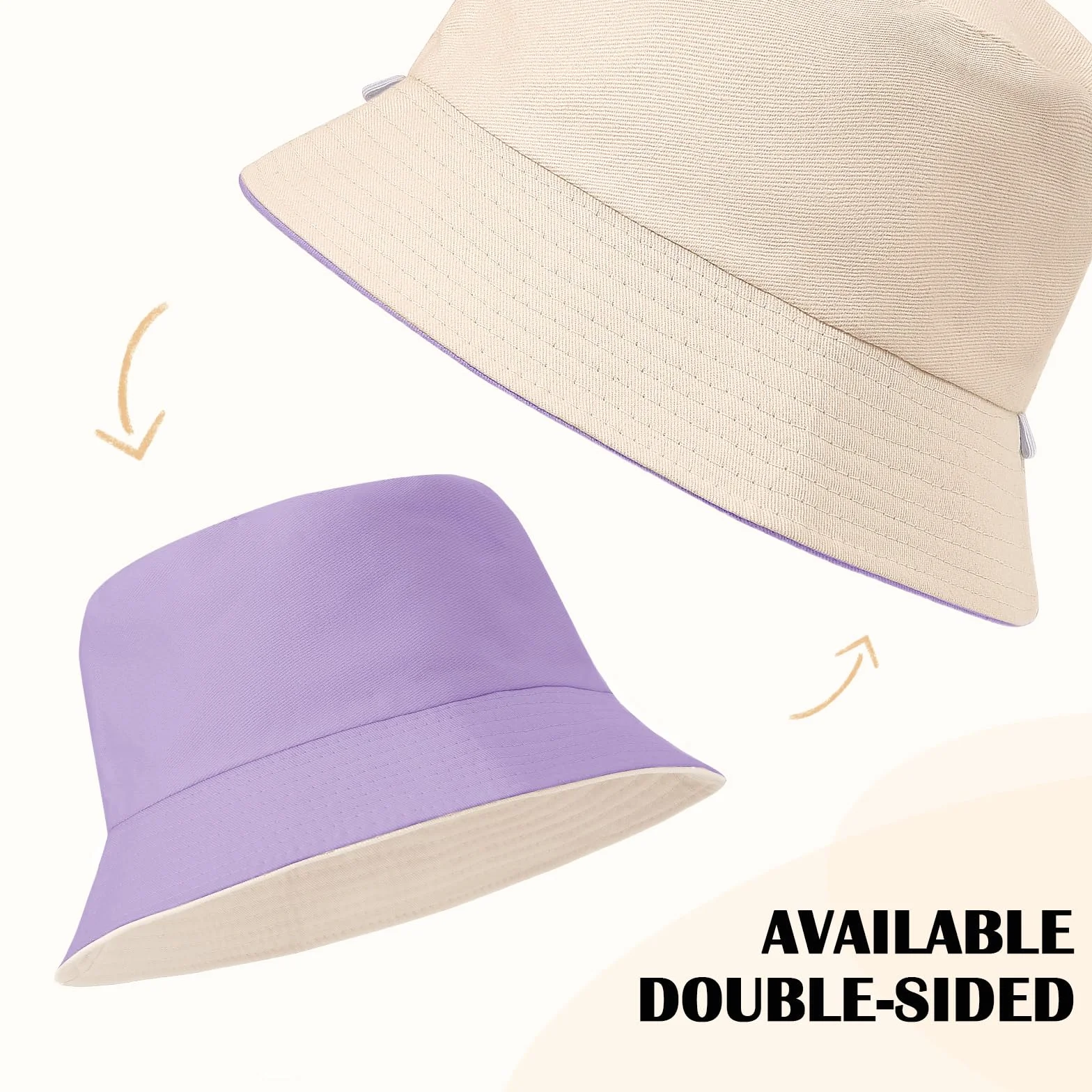 Xnova Bob Chapeaux de Soleil Unisexe Pliable Réversible Anti UV Coton Bucket Hat Corde Coupe-Vent