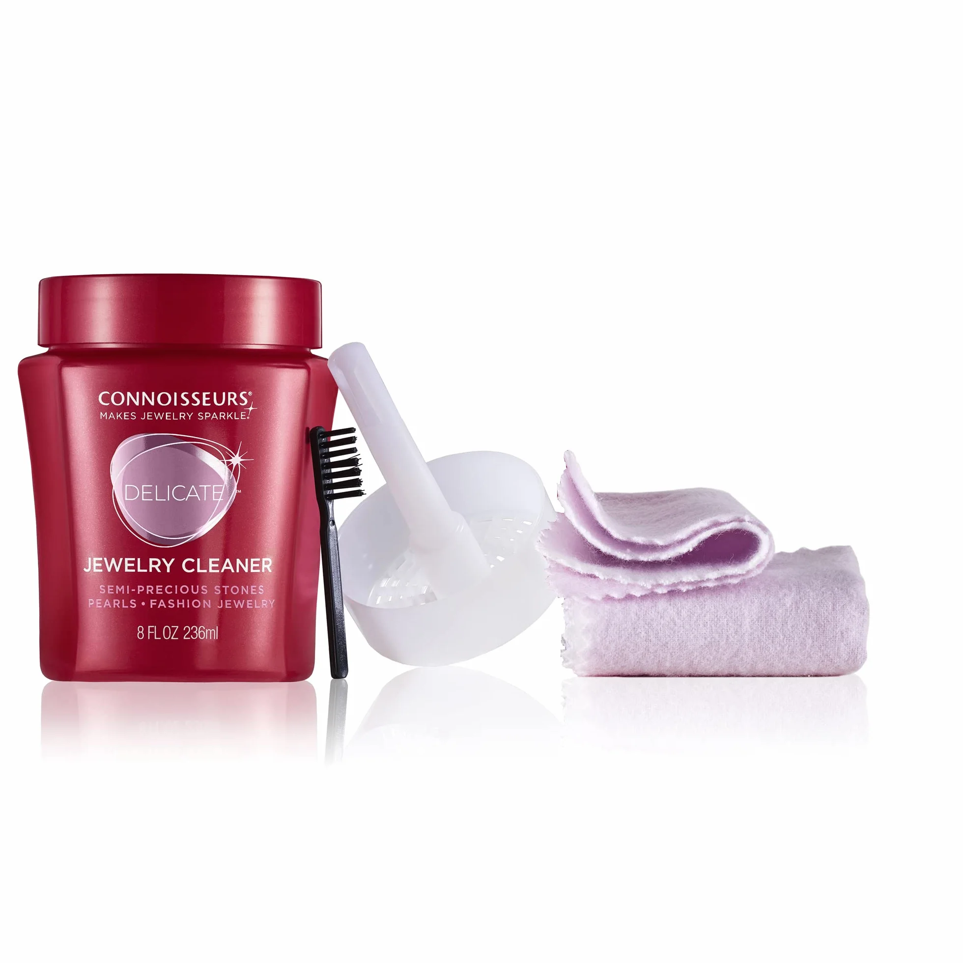 Connoisseurs Kit de Nettoyage de Bijoux avec Chiffon de Polissage et Solution Liquide pour Or, Argent et Pierres Précieuses