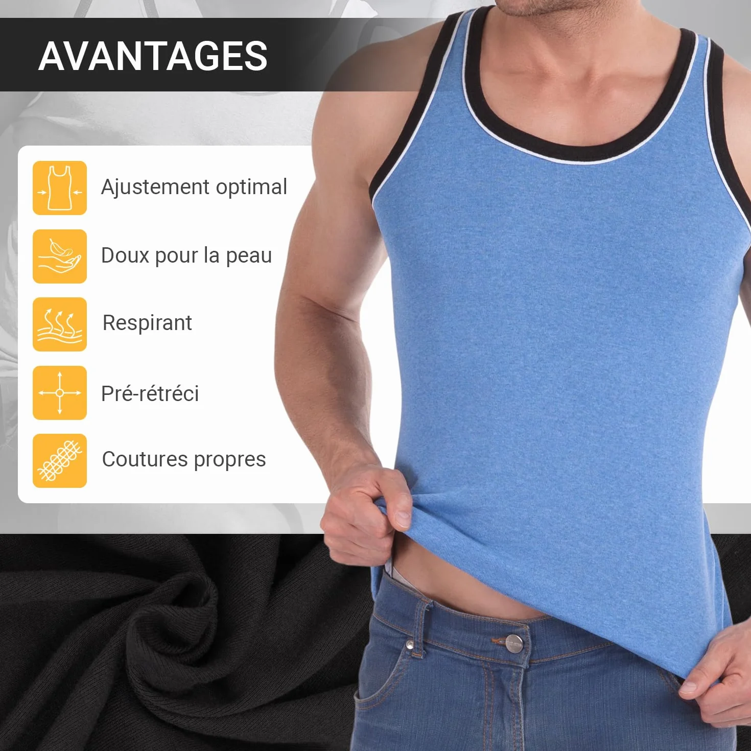 Lot de 5 débardeurs pour homme – Maillots de corps en couleurs mélangées