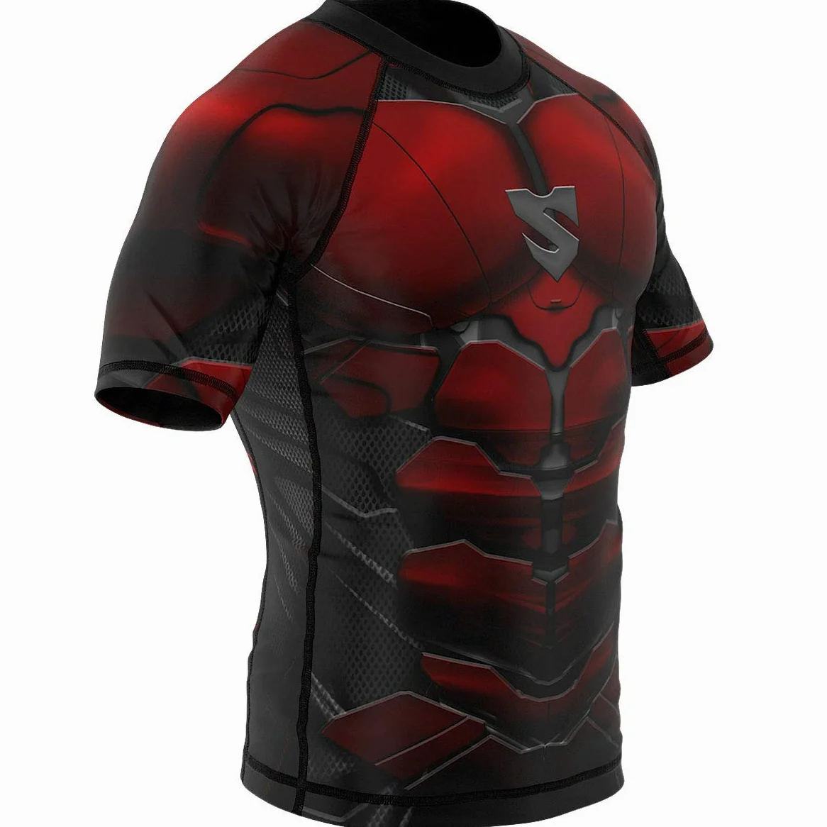 SMMASH Rashguard Homme T Shirt Manche Courte Compression MMA Running Boxe Kickboxing Krav Maga Respirant Résistant