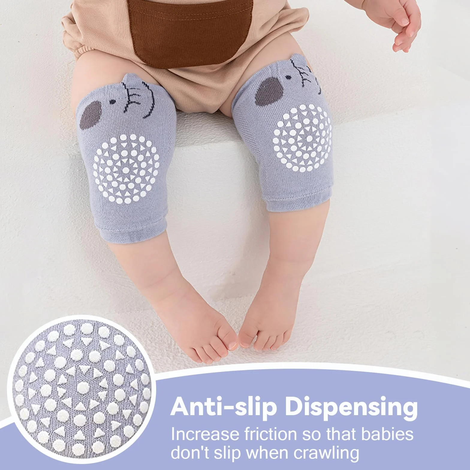 Genouillères Antidérapantes Bébé Coton Doux Respirant 0-36 Mois