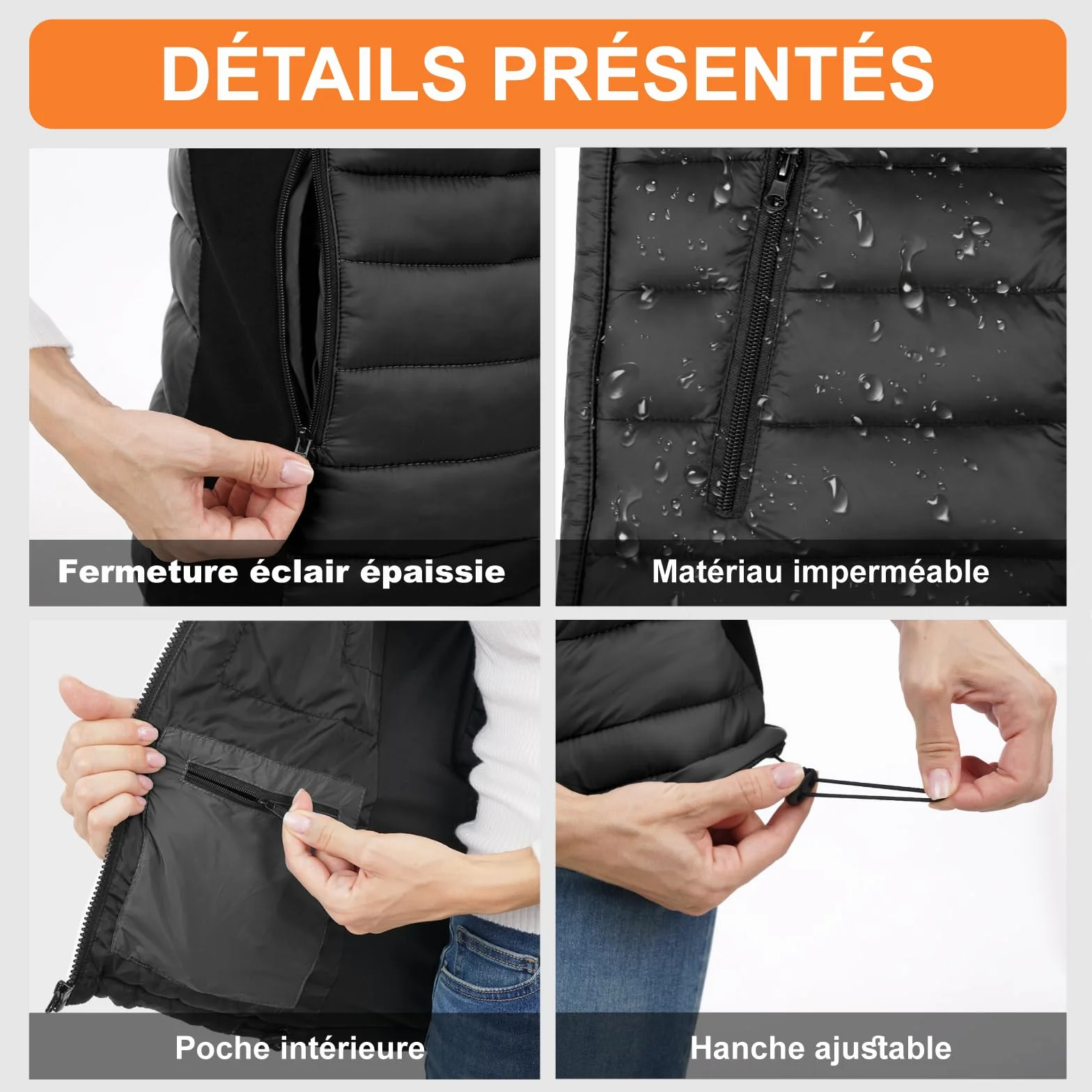 seenlast Veste Chauffante Homme avec Batterie Incluse 4 Zones 3 Niveaux Ski Moto Chasse Camping