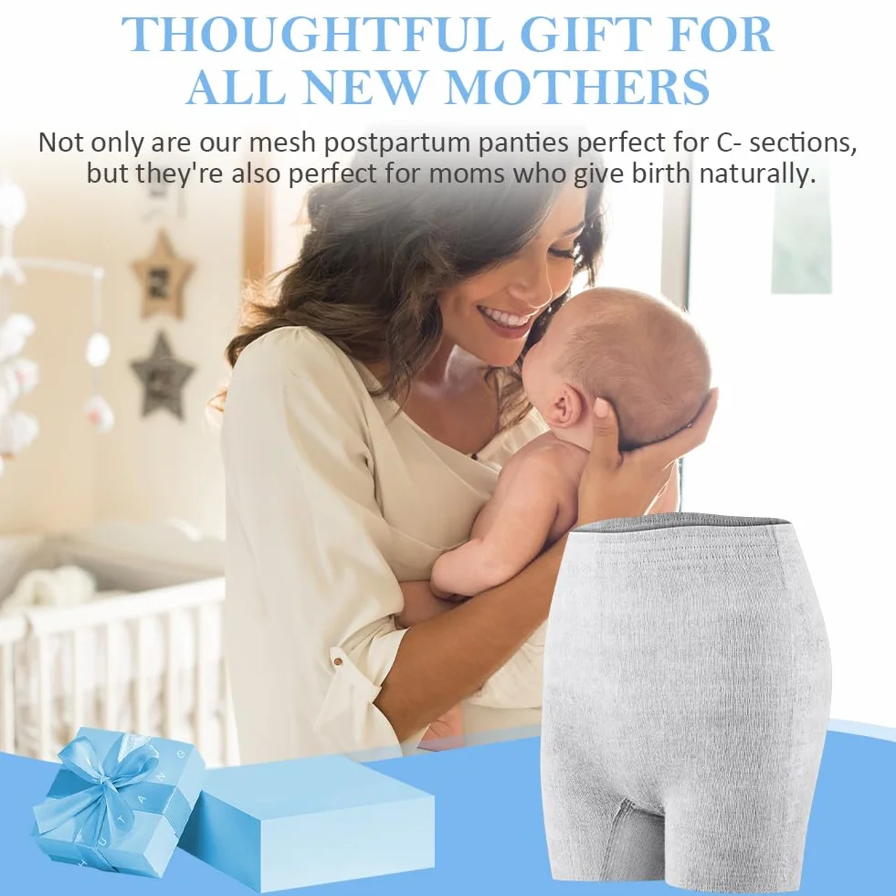 ACWOO 9Pcs Culottes Post Accouchement Maternité Jetables Slip Incontinence Sous-vêtements Post Partum Césarienne