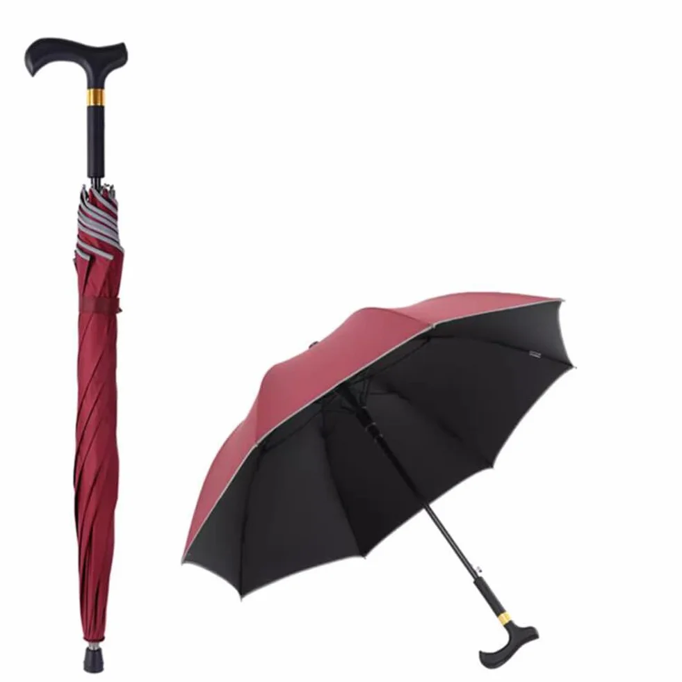 Parapluie Canne de Marche Antidérapant Résistant au Vent Multifonction 83cm