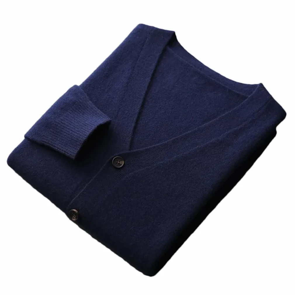 Cardigan en cachemire homme manches longues tricot solide automne hiver