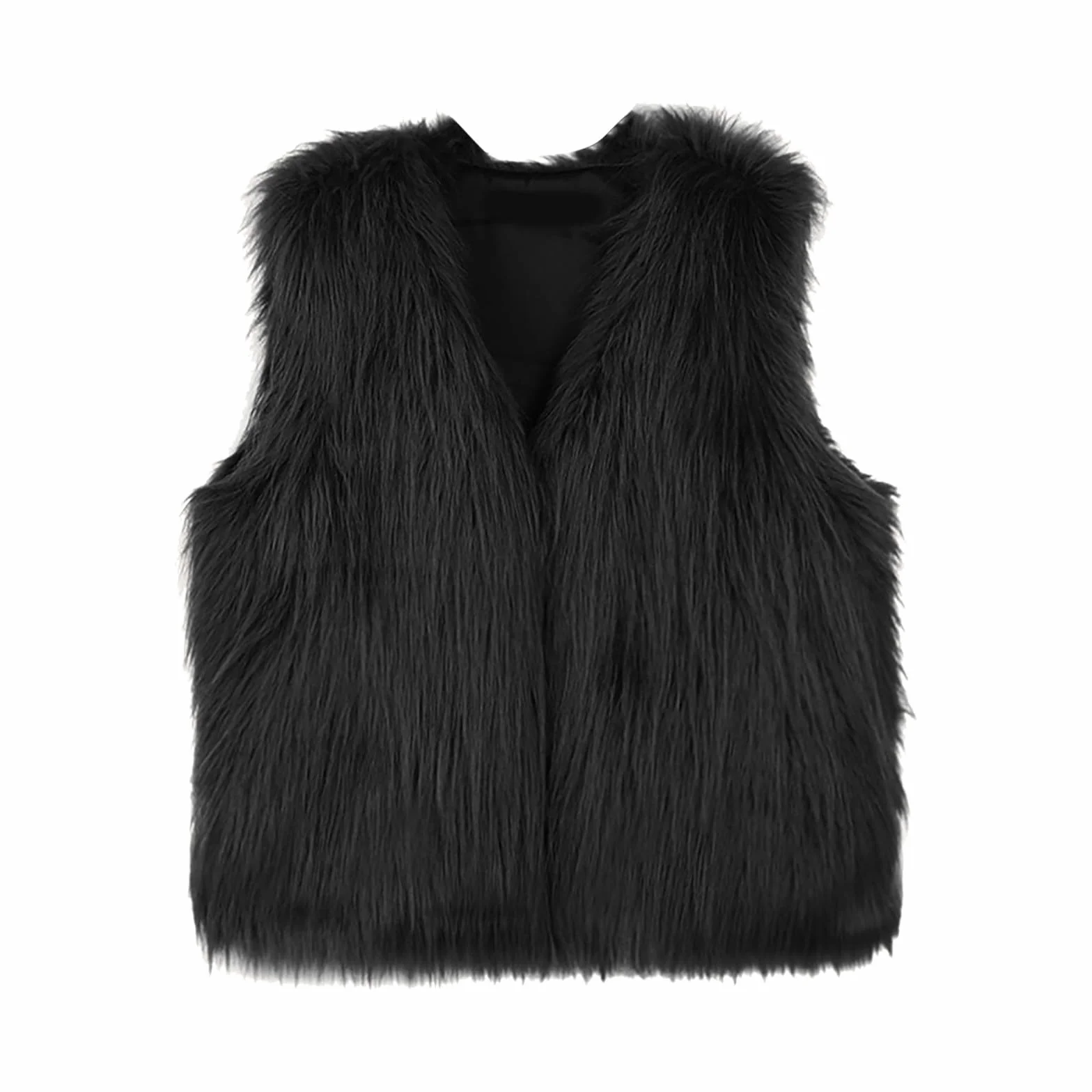 Gilet en fausse fourrure pour femme - Manteau d'hiver chaude sans manches col en V