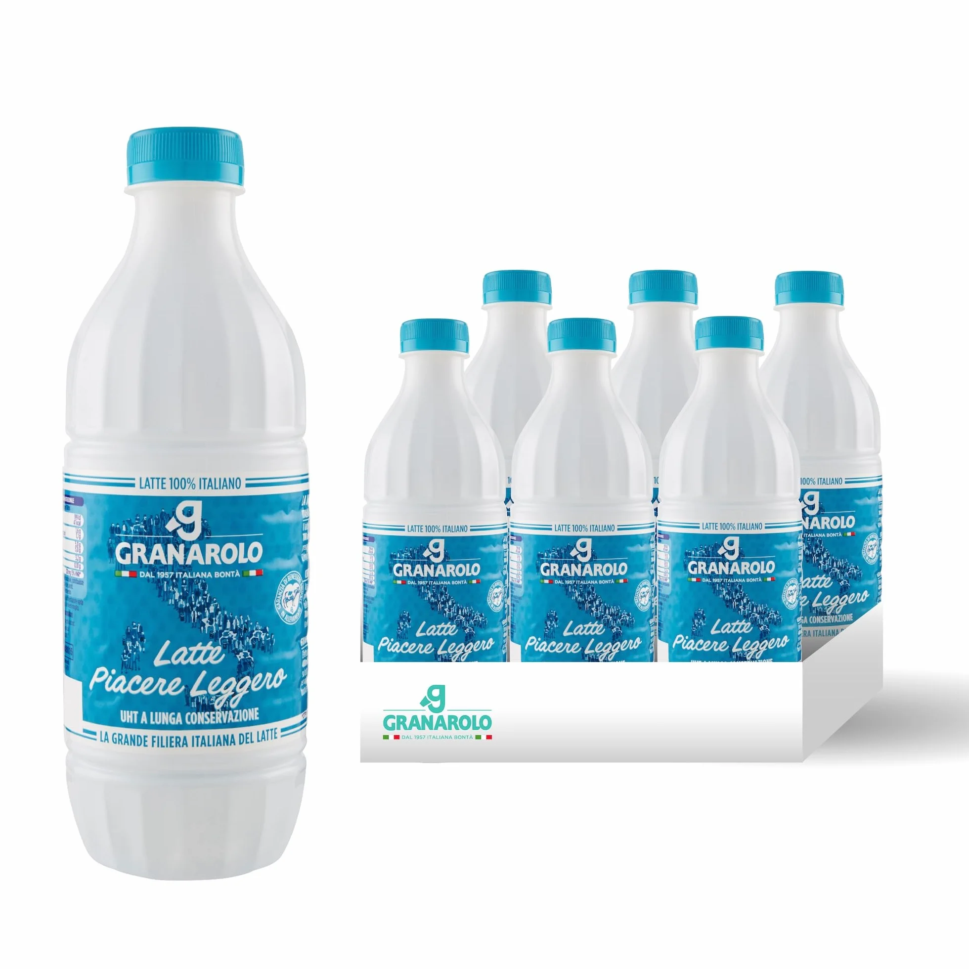 Granarolo, Lait demi-écrémé 1 litre, 6 paquets de Lait 100% Italien de longue conservation grâce au traitement UHT, Made in Italy