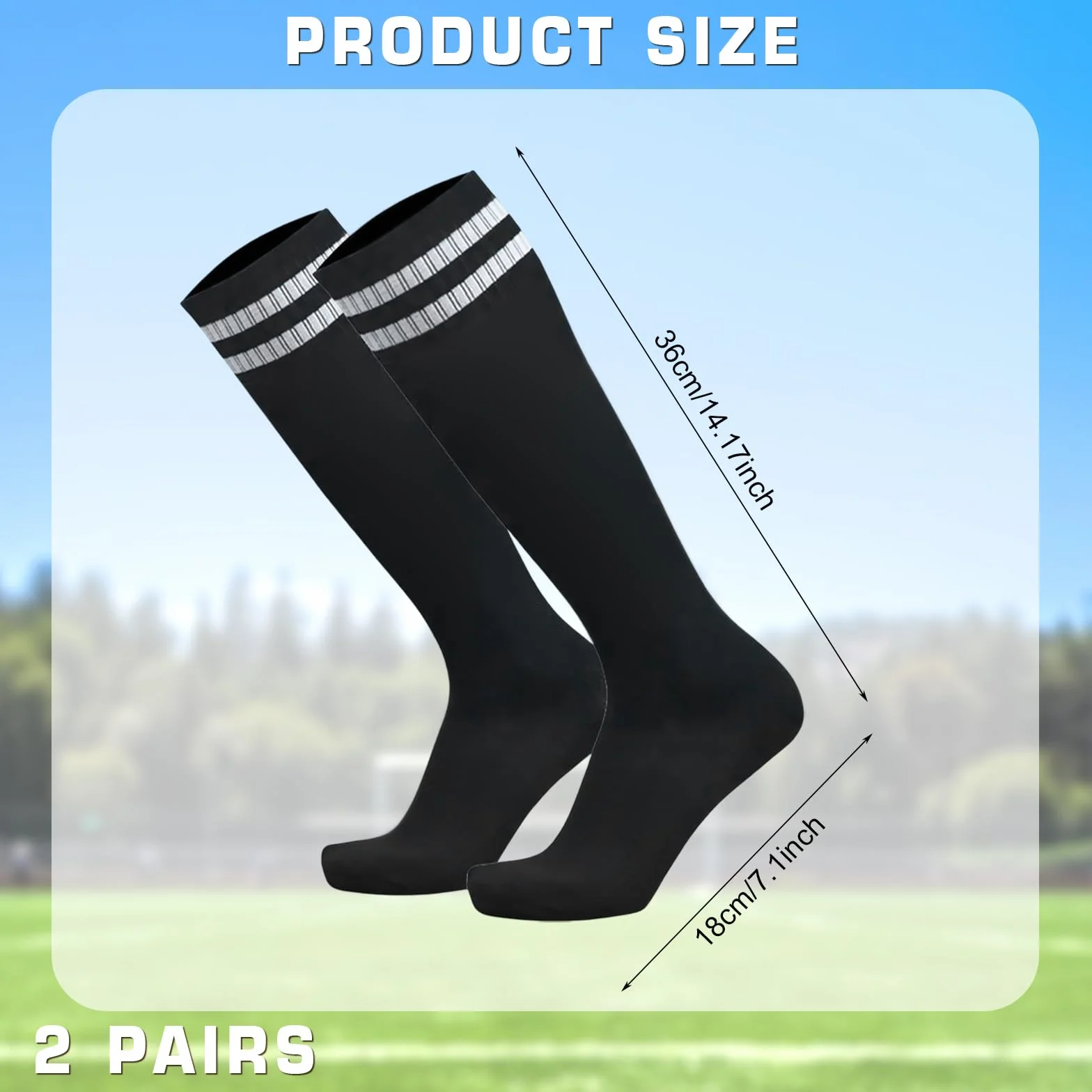 Chaussettes de Football Enfant Noires pour Garçons Filles 5-12 Ans