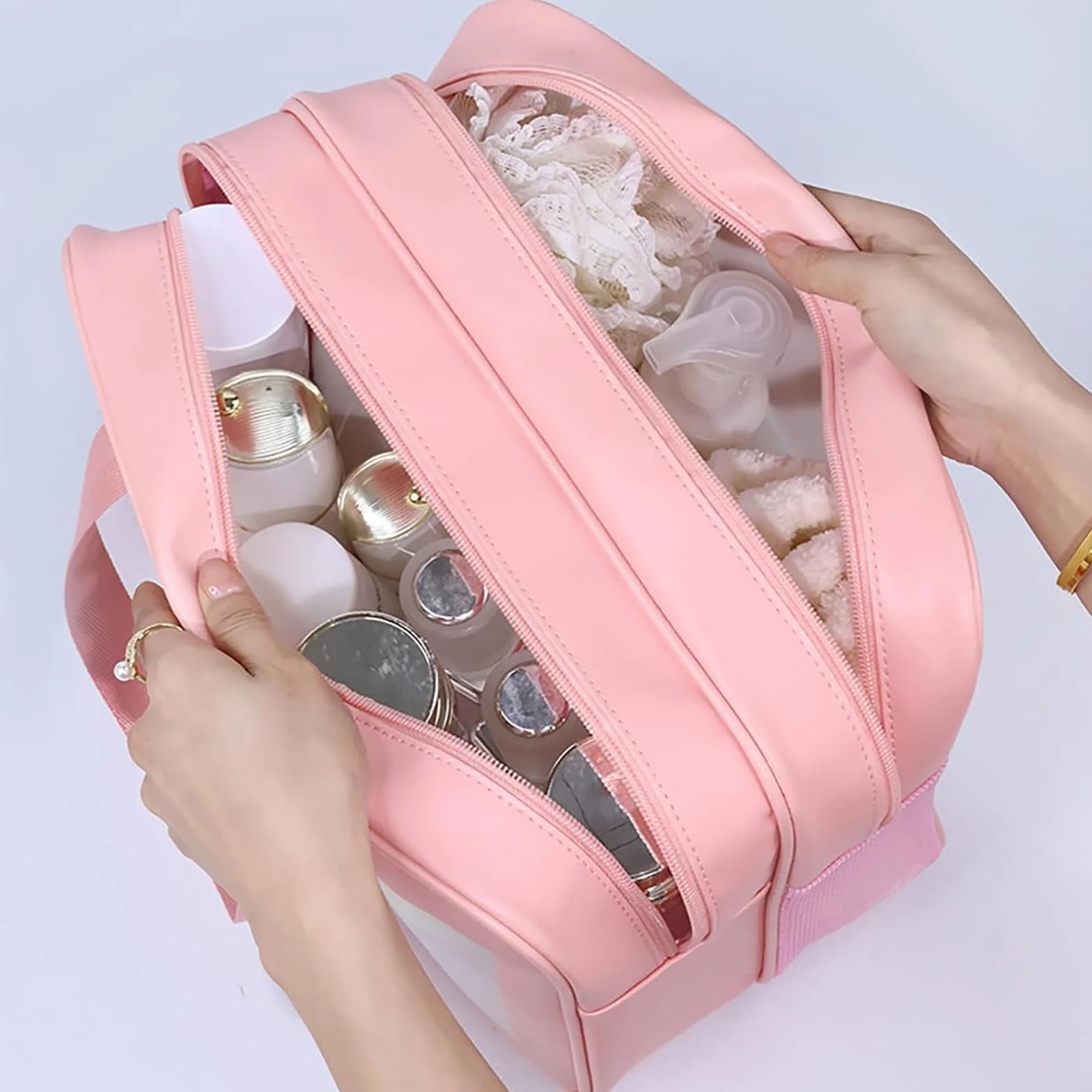Trousse De Toilette Grande Séparation Sèche Et Humide Voyage Rose L