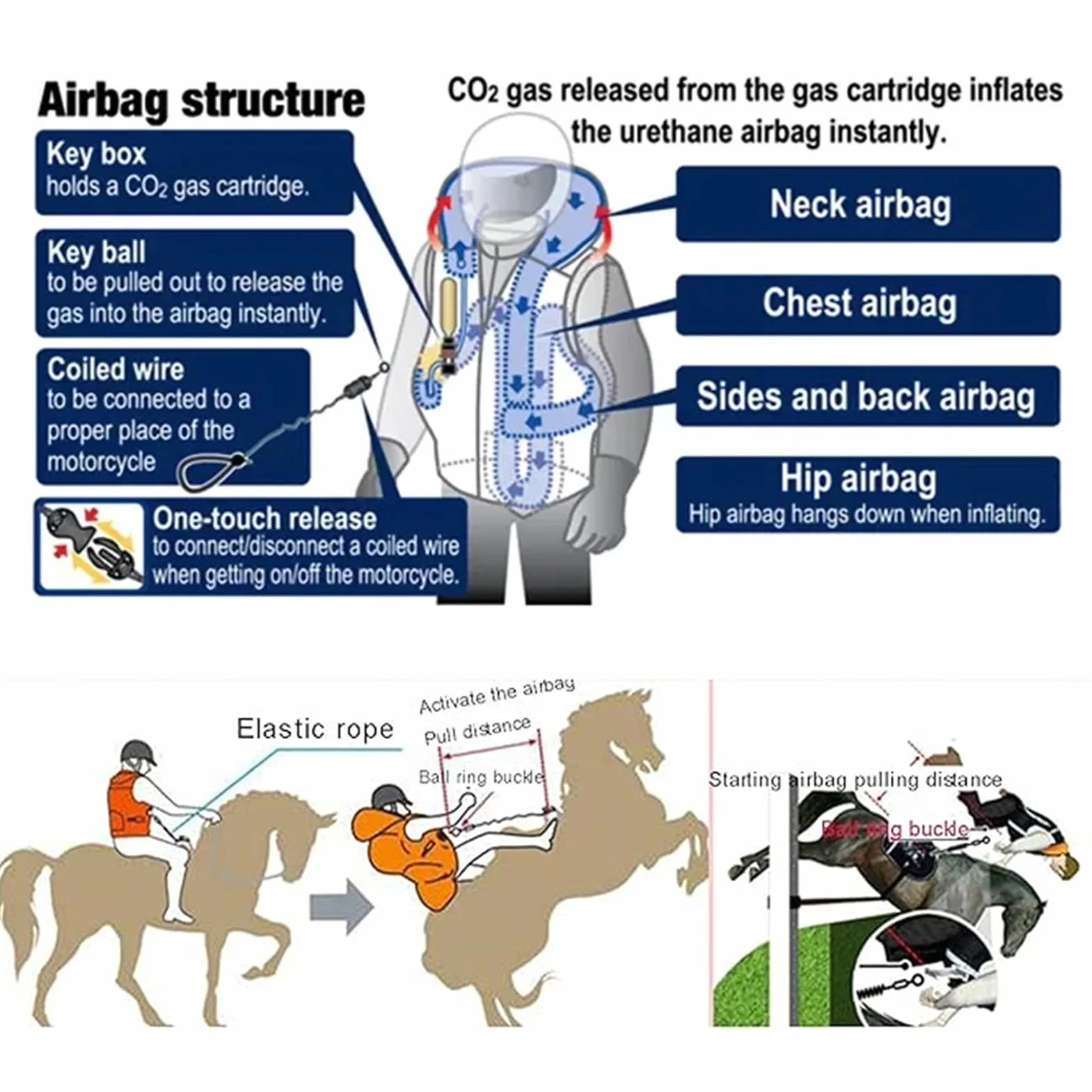Gilet Airbag D'Équitation Adultes Réglable 4 Saisons