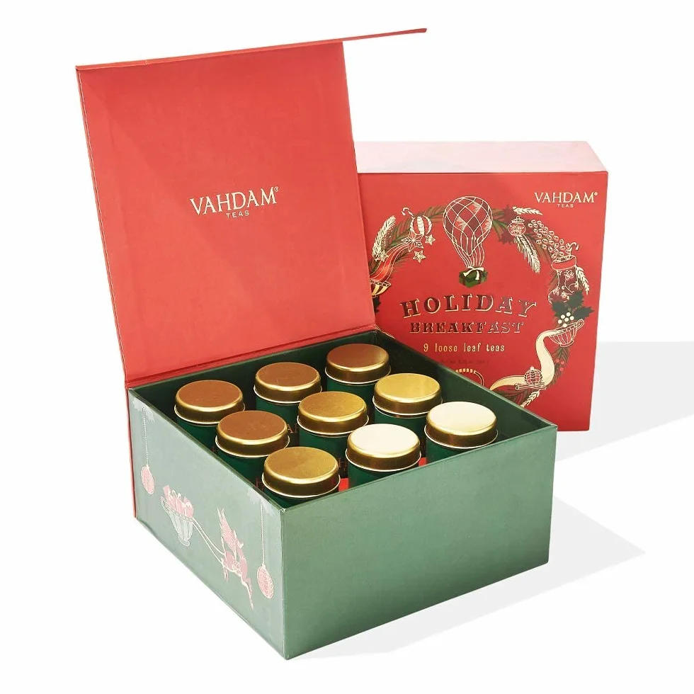 VAHDAM, Thé Coffret Thé Noël Cadeau de Noël - 9 Variétés de Thé dans une Boite de Luxe