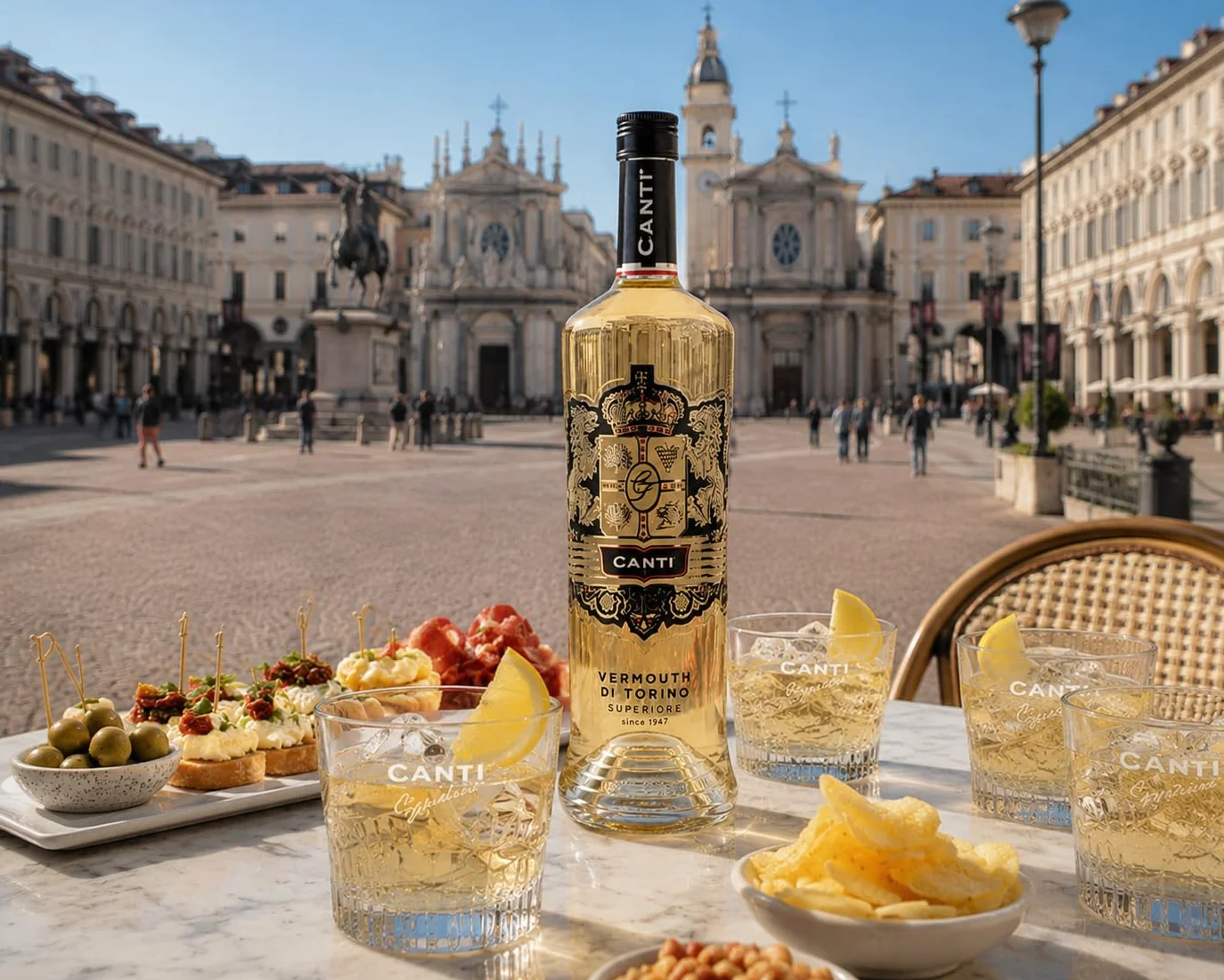 Canti - Vermouth Blanc Supérieur de Turin, Aperitif aux Notes Agrumées, Notes d'Épices, Fleurs et Absinthe Romaine, 1x1L 135