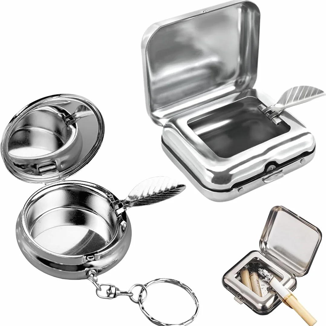 Cendrier de Poche Anti Odeur, Mini Portatif en Acier Inoxydable, pour Voyage Extérieur