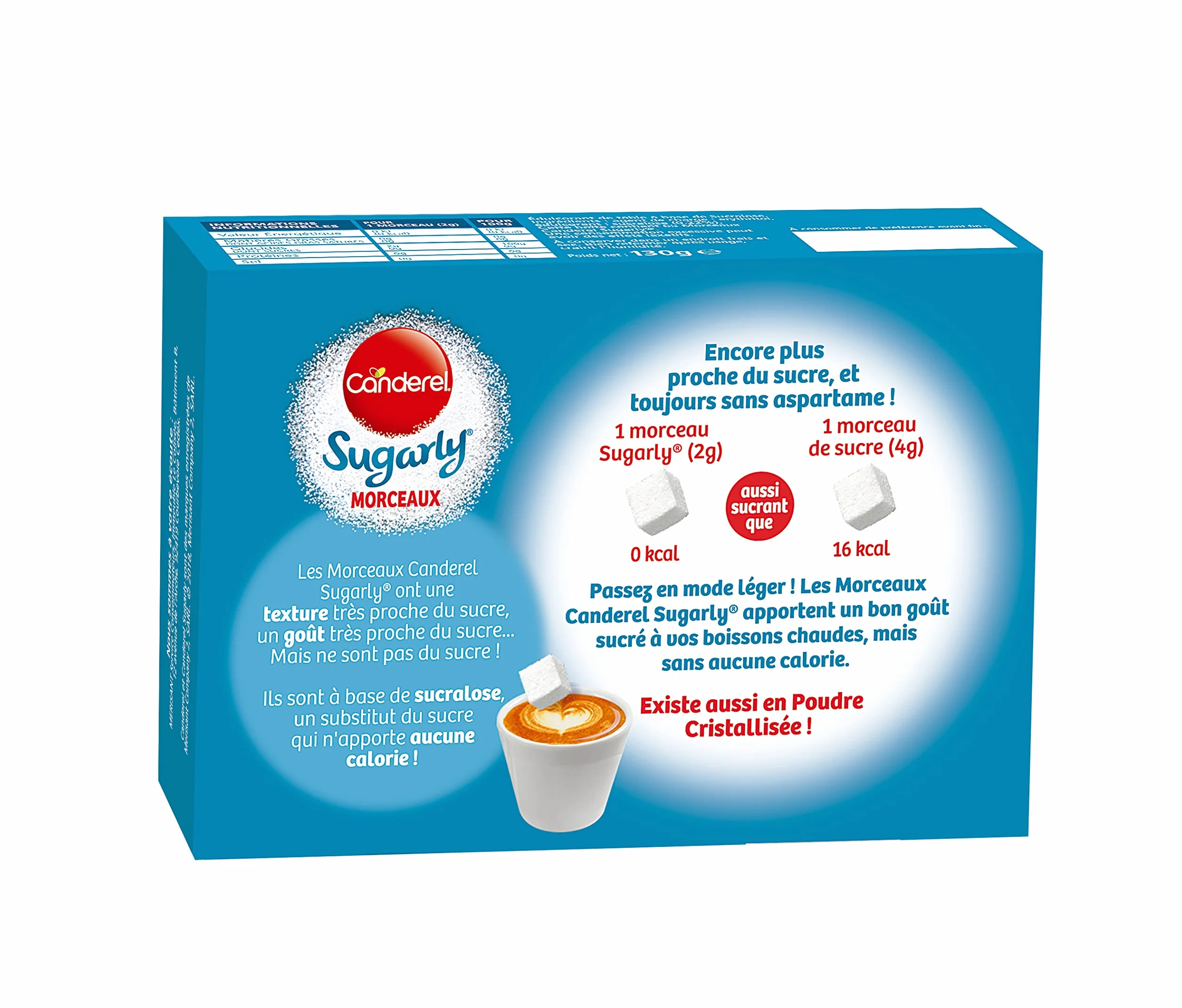 Canderel - Sugarly - Boîte de 65 morceaux - Zéro Calorie, Zéro Sucre - Édulcorant |130g