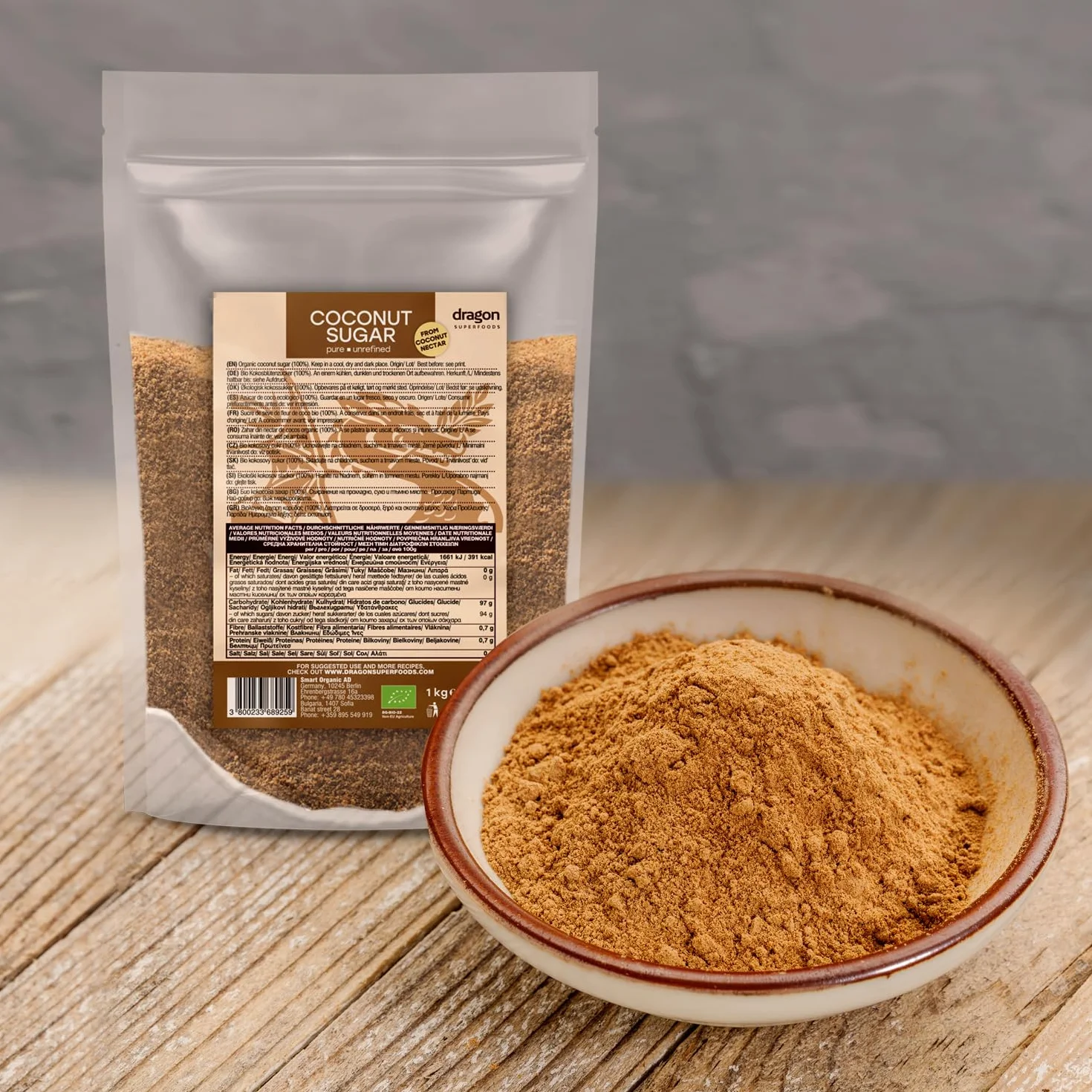 Dragon Superfoods Coconut Sugar - 100% Organic, Unrefined, Vegan and Gluten-Free - 1kg