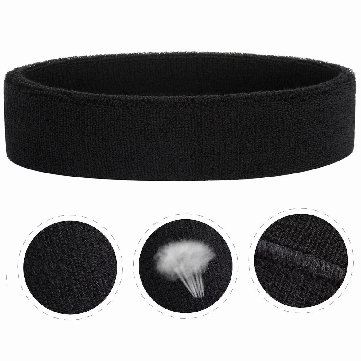 ONUPGO Headband Sports Sweatbands 3/6/12 Terry Cloth Striped Headband Wrist Band Set Athletic Basketball Moisture Wicking Sweat Absorbing