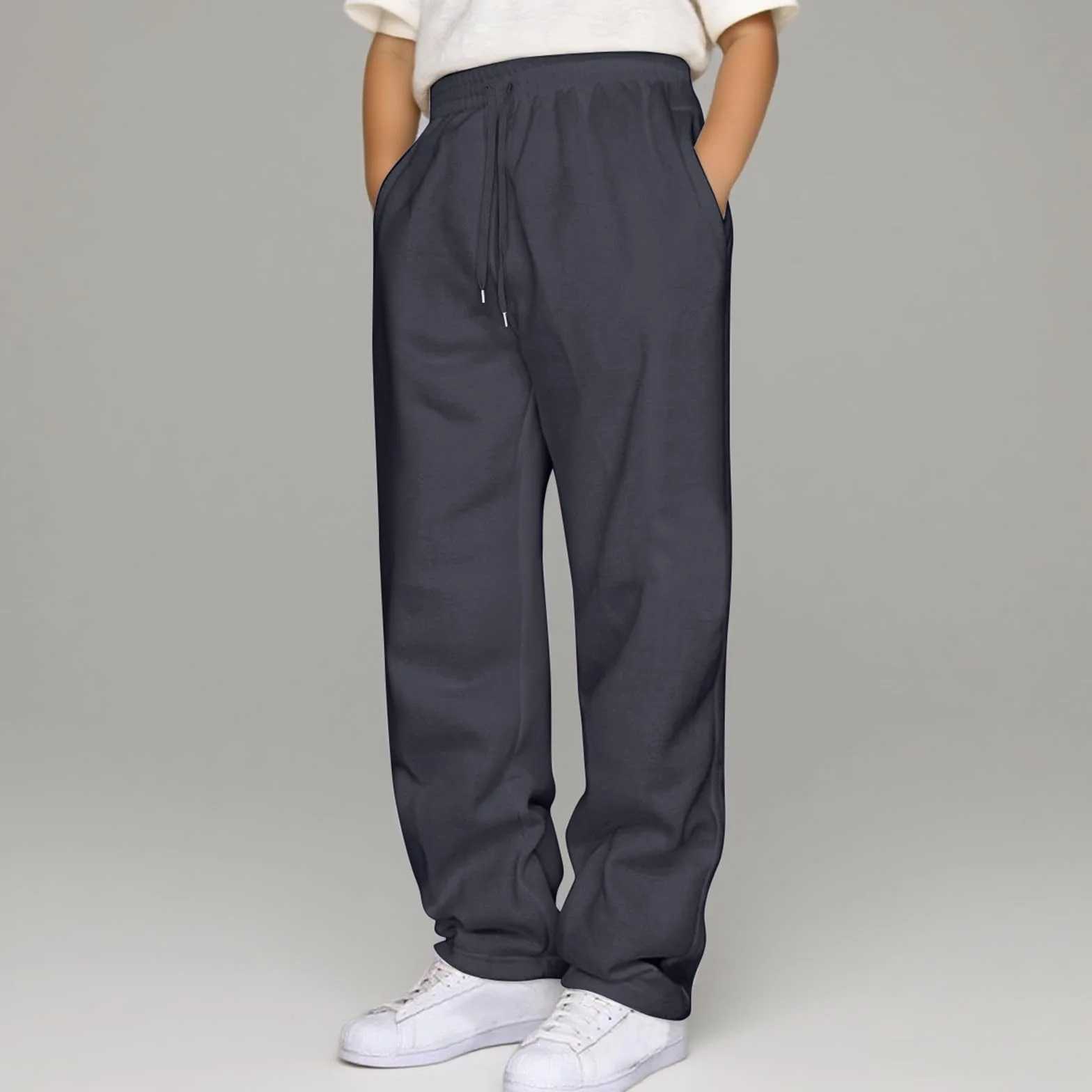 Pantalon de jogging garçon coton taille élastique loisirs poches robuste long B20