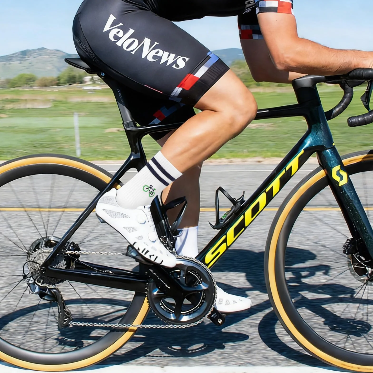Chaussettes de Vélo Amusantes Motif Cycliste - Chaussettes de Tennis Vélo