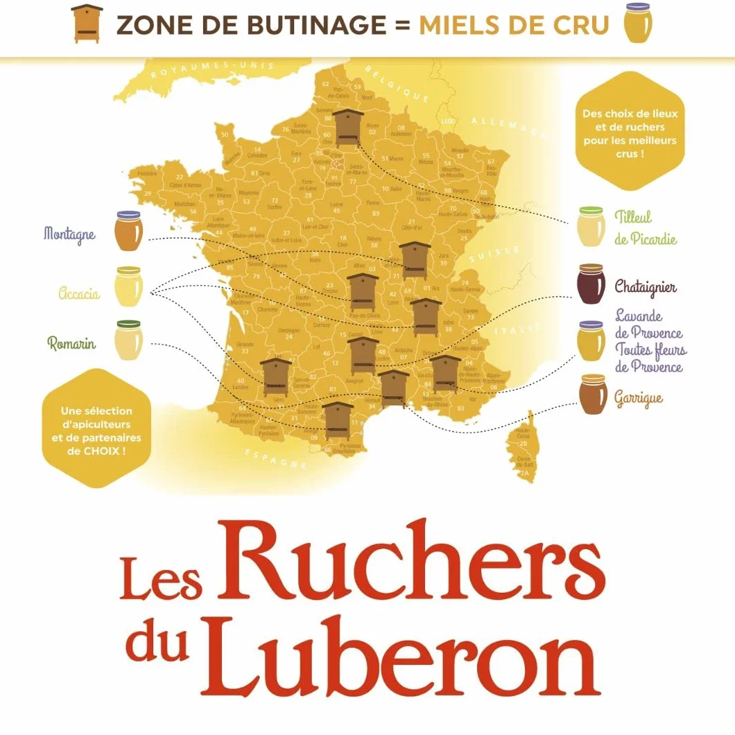 Les Ruchers du Luberon Miel de Fleurs de Provence IGP/Label Rouge 500 g