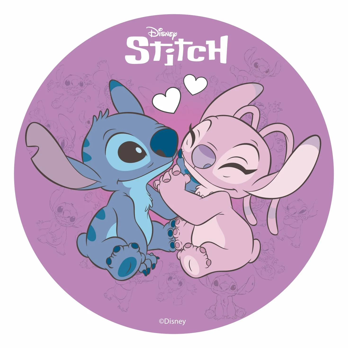 Dekora, Stitch & Angel Disque Azyme, Décoration Comestible pour Gâteau d'Anniversaire, Disney Rond Cake Topper 20 CM