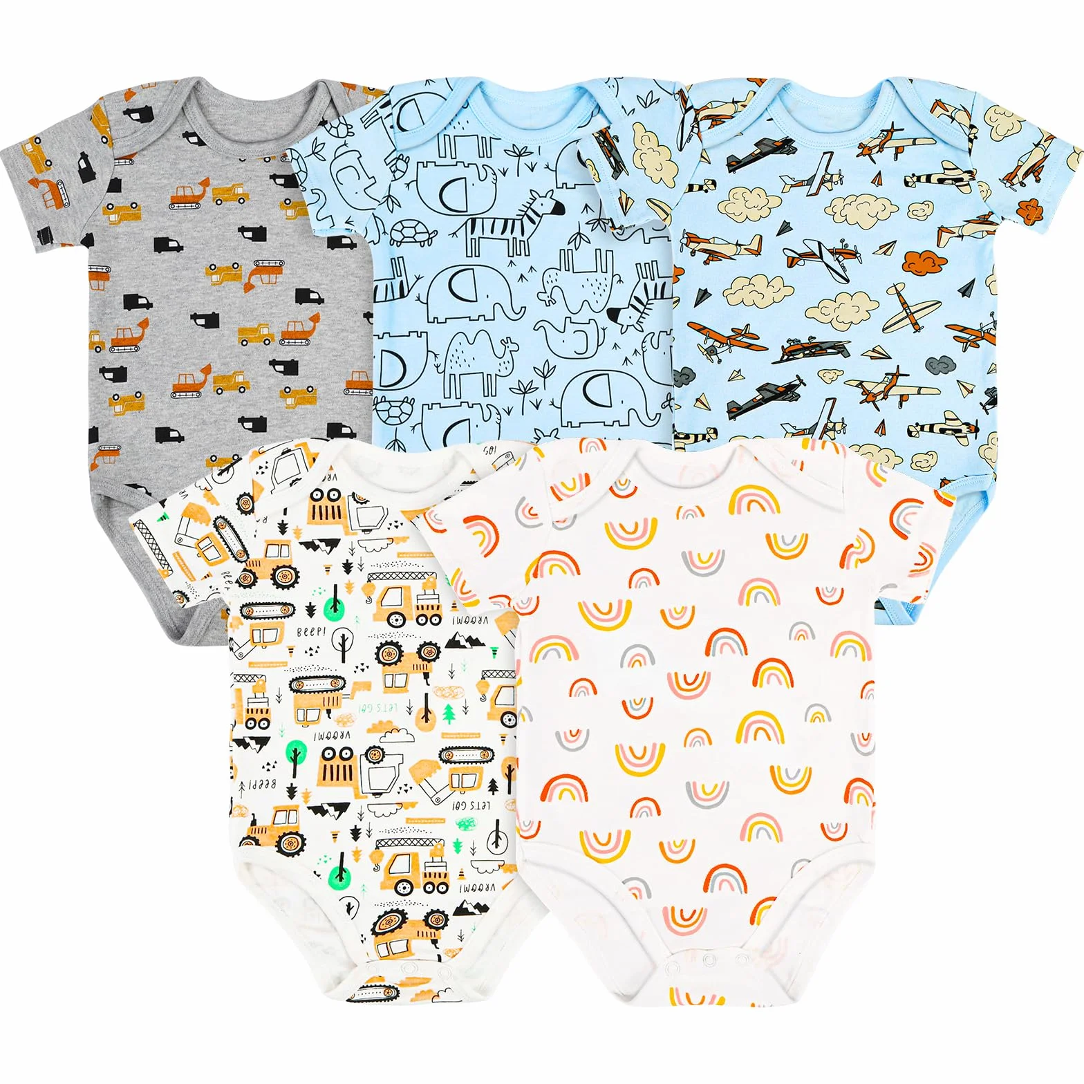 Vicloon Lot de 5 Body Bébé Manches Courtes Coton Cadeau Naissance