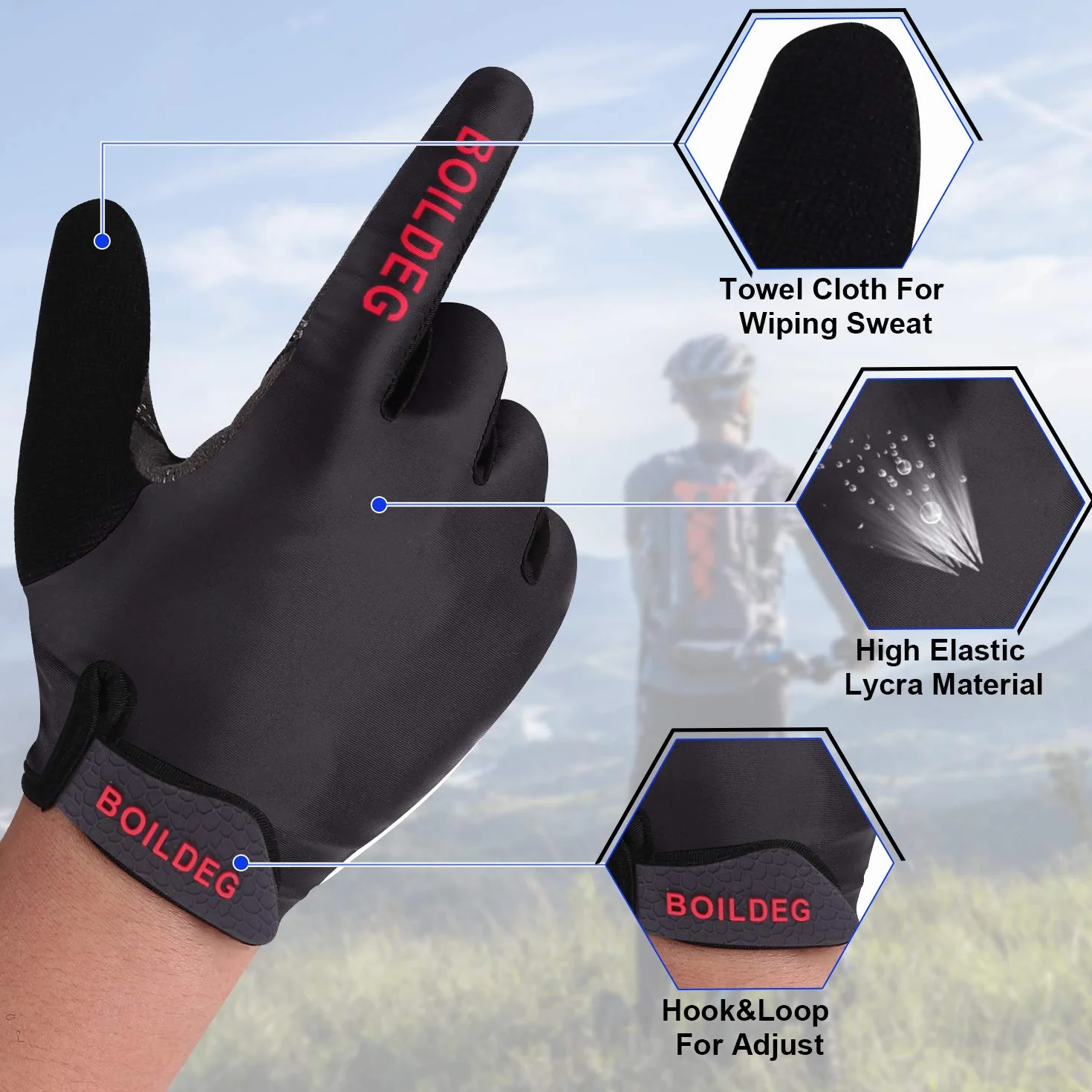 Gants de Cyclisme sans Doigts Antidérapant Absorption des Chocs Homme Femme