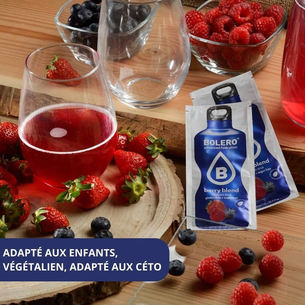 Bolero boissons EXOTIC MIX STICKS 24x3g I boisson rafraîchissante en poudre sans sucre édulcorée à la stévia | boisson hypocalorique à la vitamine C