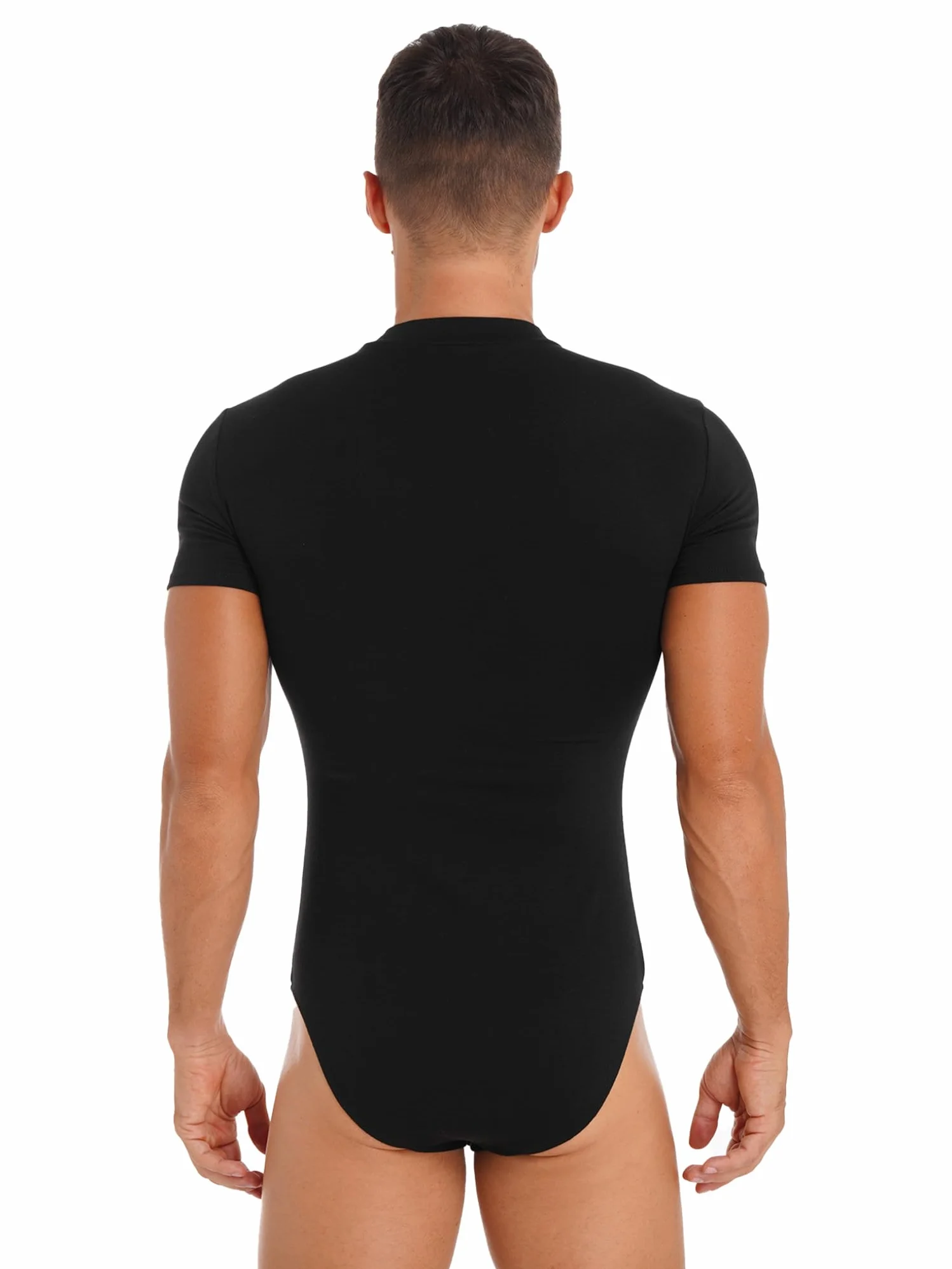 Homme Body de Sport Manche Courte T-Shirt Gymnastique Justaucorps
