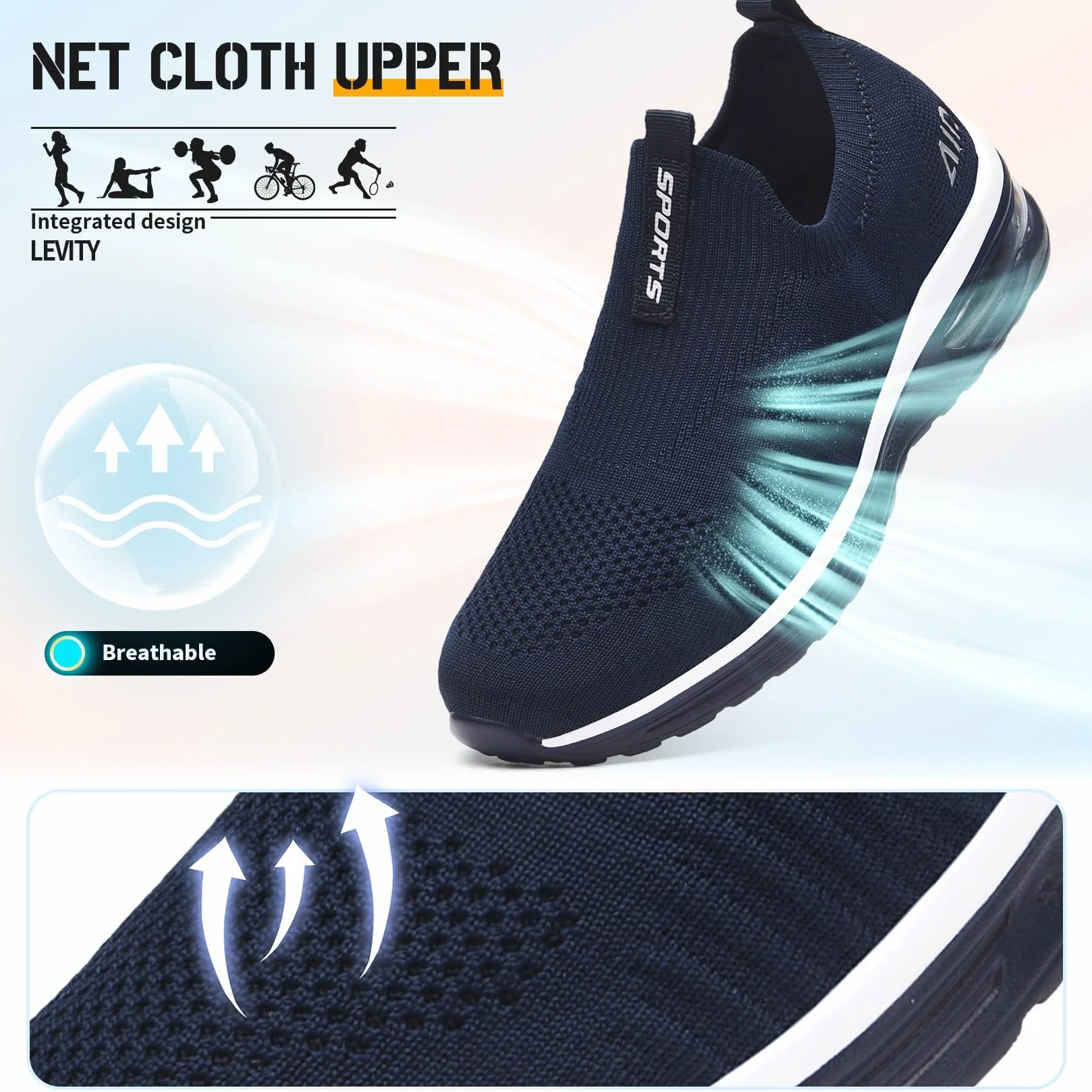 Femme Basket Mode Respirantes Slip on Sneakers Sports en Salle