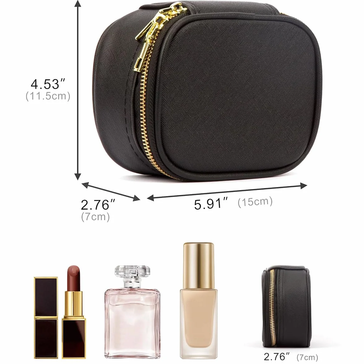 Trousse de maquillage avec miroir LED PU Noir Moderne