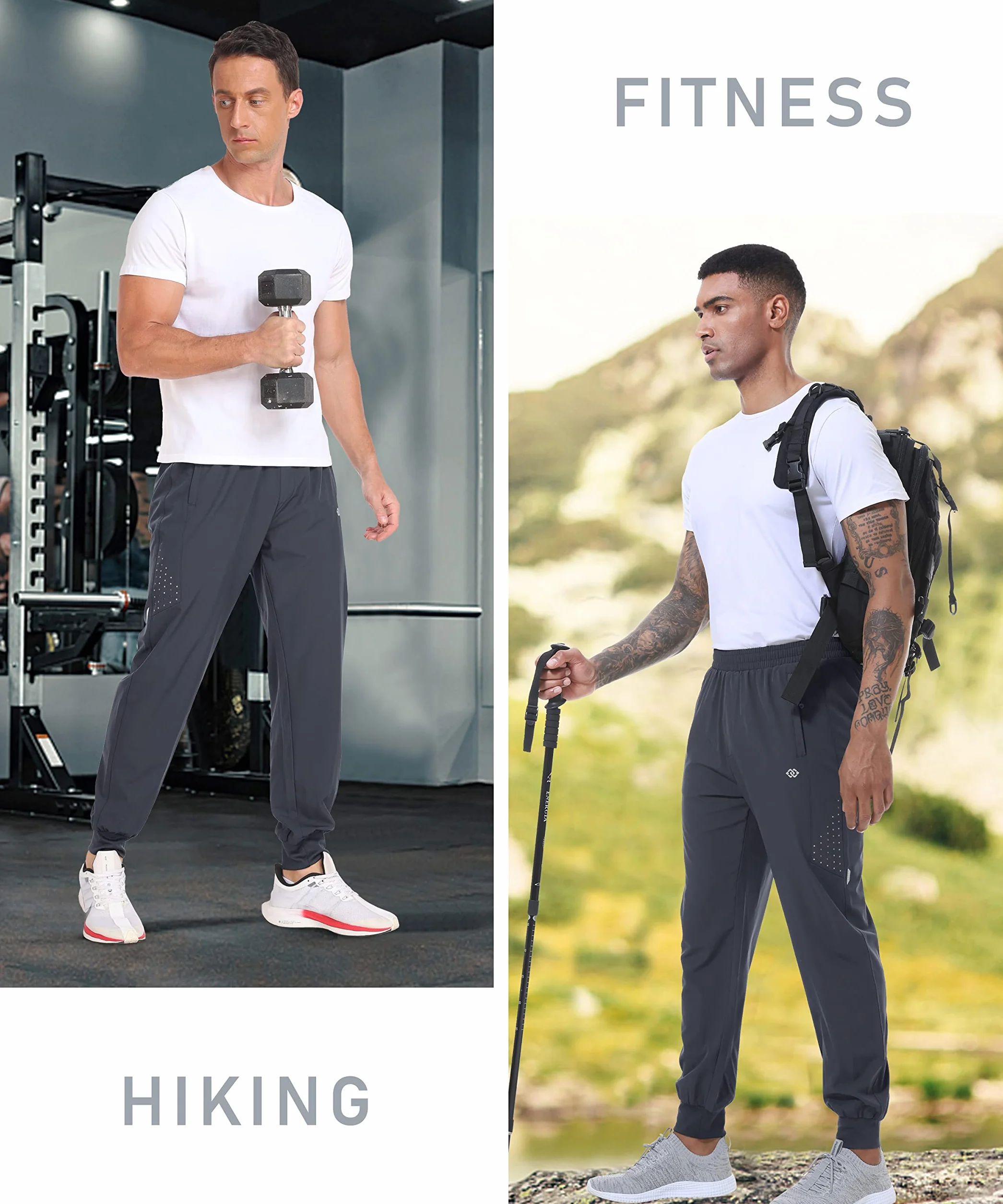 MoFiz Pantalon de Jogging Homme Léger Sport Séchage Rapide avec Poches Zippées