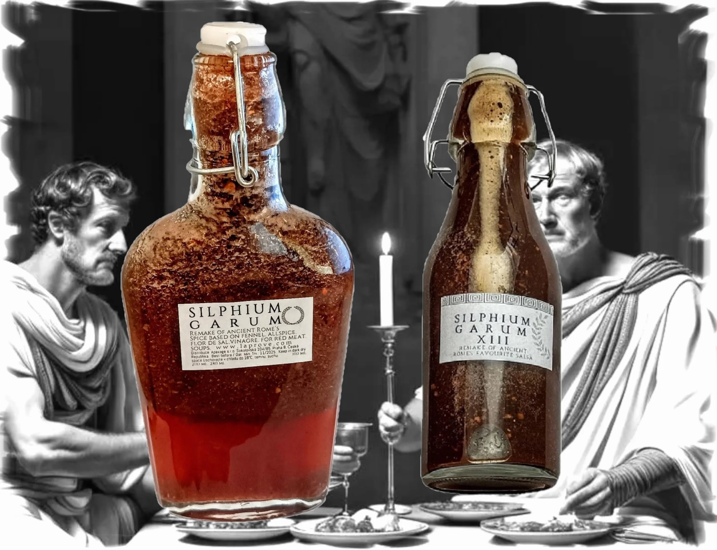 Garum au silphium XXIII et au silphium Garum. Un remake de la sauce romaine antique en combinaison avec garlic et chilies mexicaines