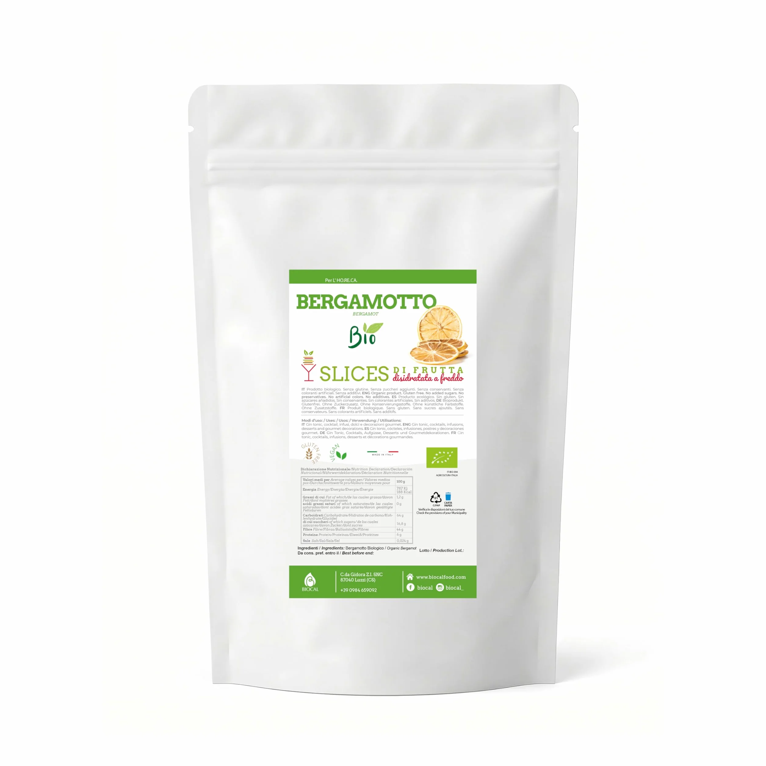 Biocal® - Rondelles de Bergamote Bio Déshydratée Sans Sucres Ajoutés pour Infusions, Earl Grey, Cocktails, Eaux Aromatisées et Décoration Alimentaire - 130g