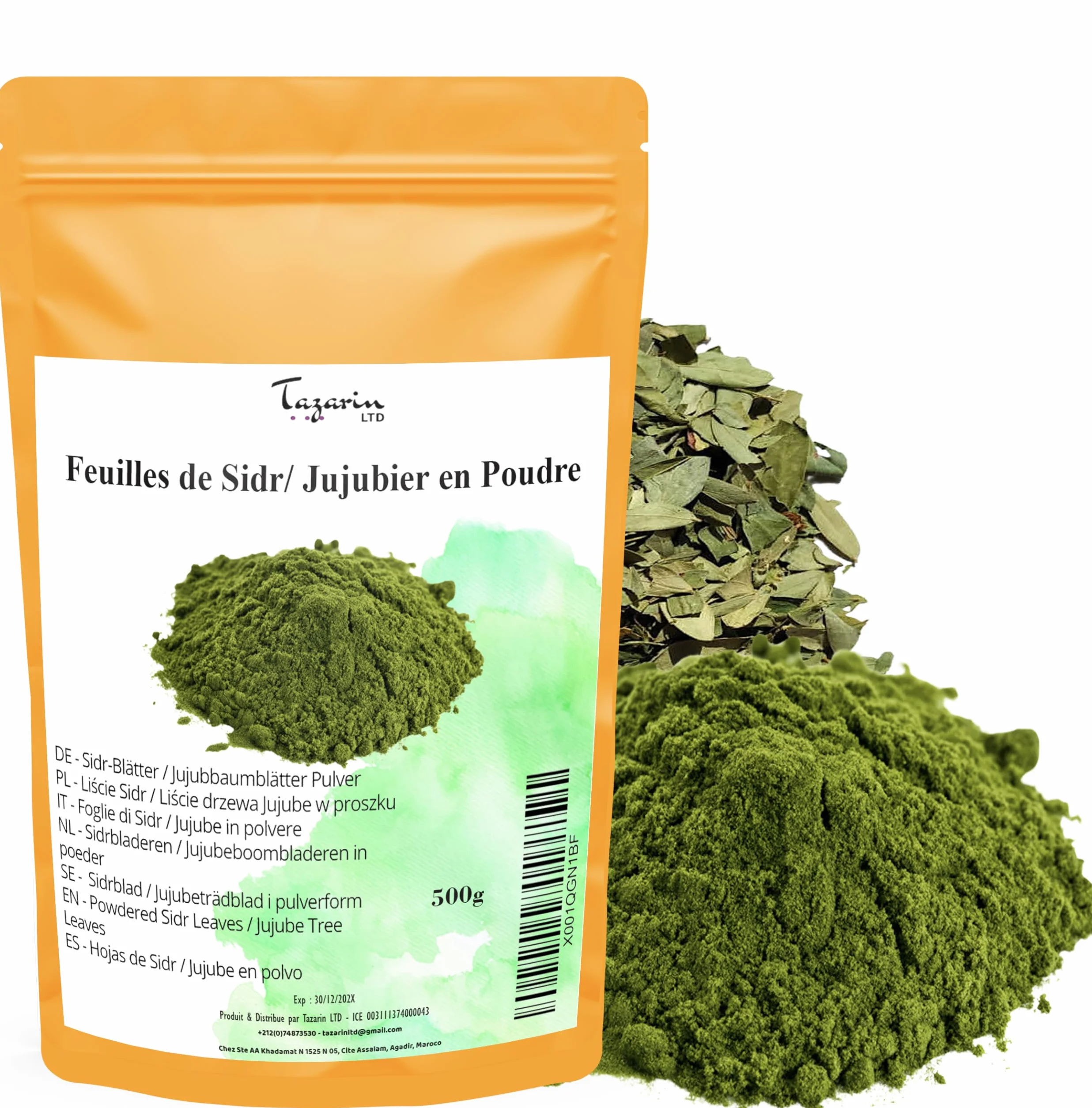 500g Feuilles de Sidr/Jujubier Moulues - Poudre de Jujubier - Arôme & Goût Intense - 100% Naturel, Pur et Sans Additifs