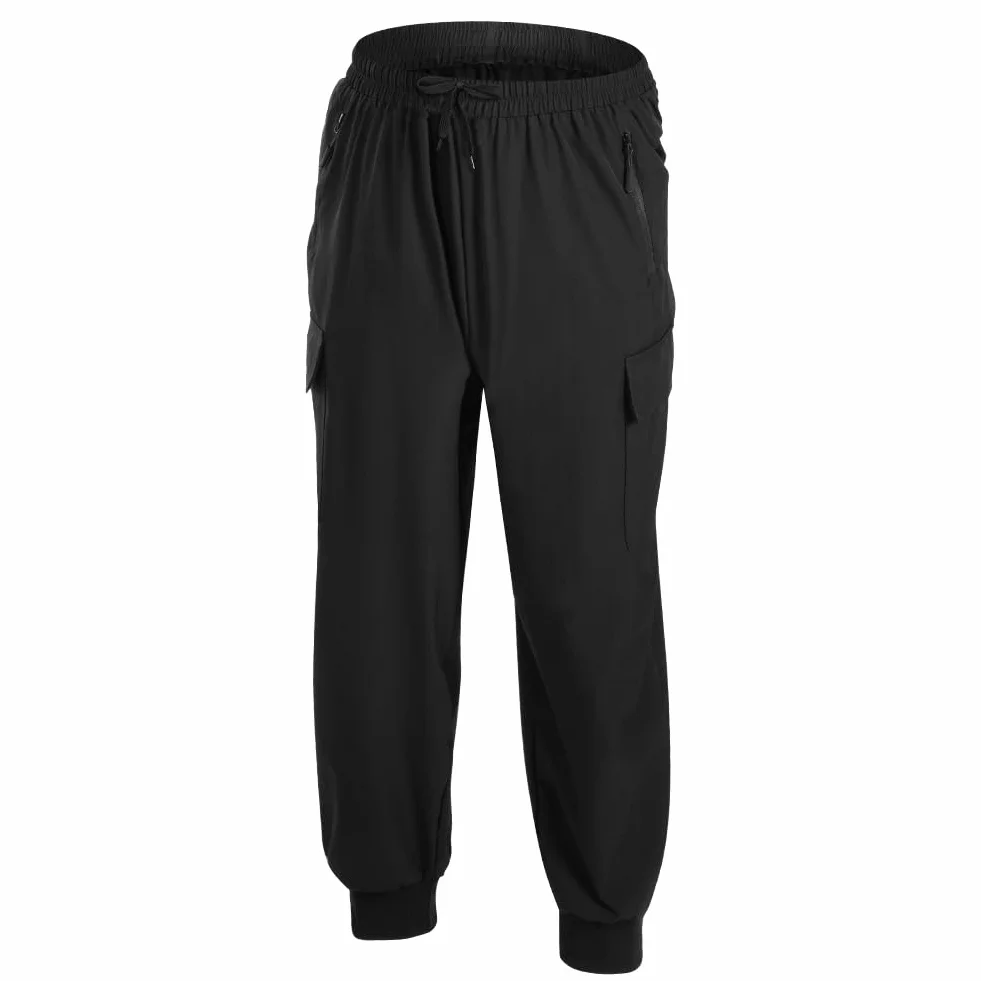 Pantalon de Survêtement Homme Jogging Coupe Ajustée Poches Zippées Séchage Rapide Léger Tapered Cuff Extensible
