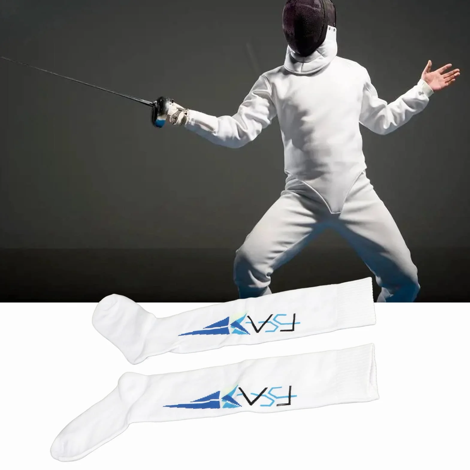 Dilwe Chaussettes d'Escrime Unisexes en Coton Peigné Absorbant Respirant Équipement de Protection